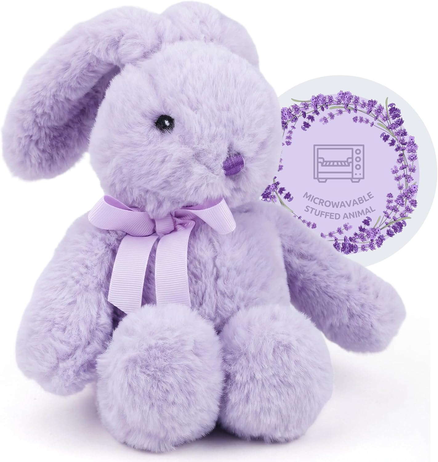 Microwaveable Lavender Bunny Plush, Heated & Lightly Weighted Stuffed Animal Plush Toy, Faux Rabbit Fur, Scented Buddy for Soothing Relaxation, Hand Warmer Gift for Adults 18+, Purple 7 Inch