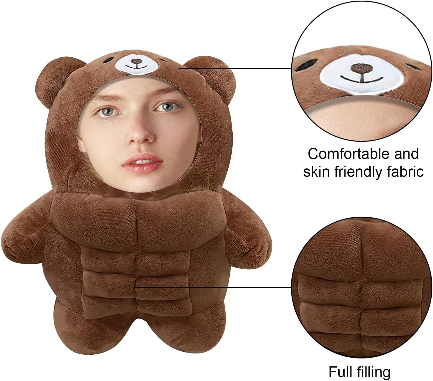 Personalized Muscle Bear Plush Toy, Customizable Your Face Photo Plush Toy - Fun Toy (11.8-19.6 inches) - Image 3