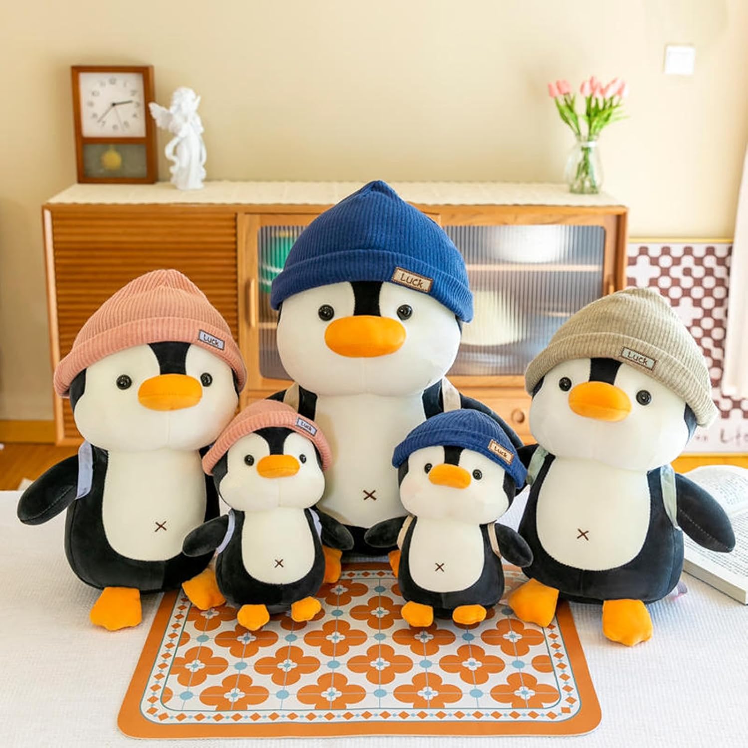 BSVOME 9 inches Penguin Stuffed Animals Soft Plush Cute Travel with Hat Backpack Doll for Boys Girls - Image 3