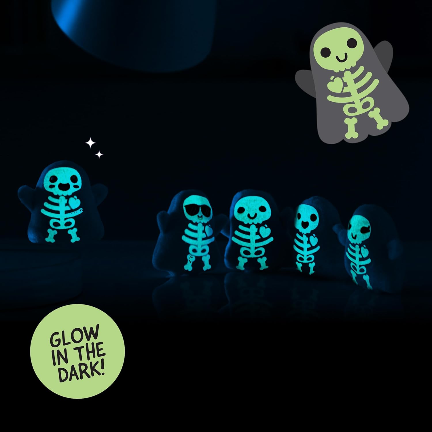 Emotional Support Ghosts by Relatable, Cuddly Plush Collectibles and Cute Stuffed Animals, Spooky Halloween Ghost Plushies and Fun Trick or Treat Toys, Includes 5 Plushies with Carrying Basket - Image 4