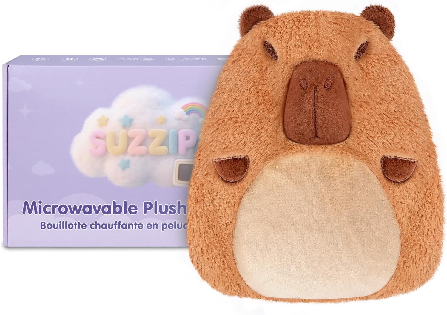 Capybara Microwavable Heating Pad for Belly, Neck & Shoulders, Heated Stuffed Animals with Moist Heat, Removable Plush Cover, Unscented Natural Fill, Adorable Surprise Present, 7.8" x 10.6", 1.2 lb - Image 9