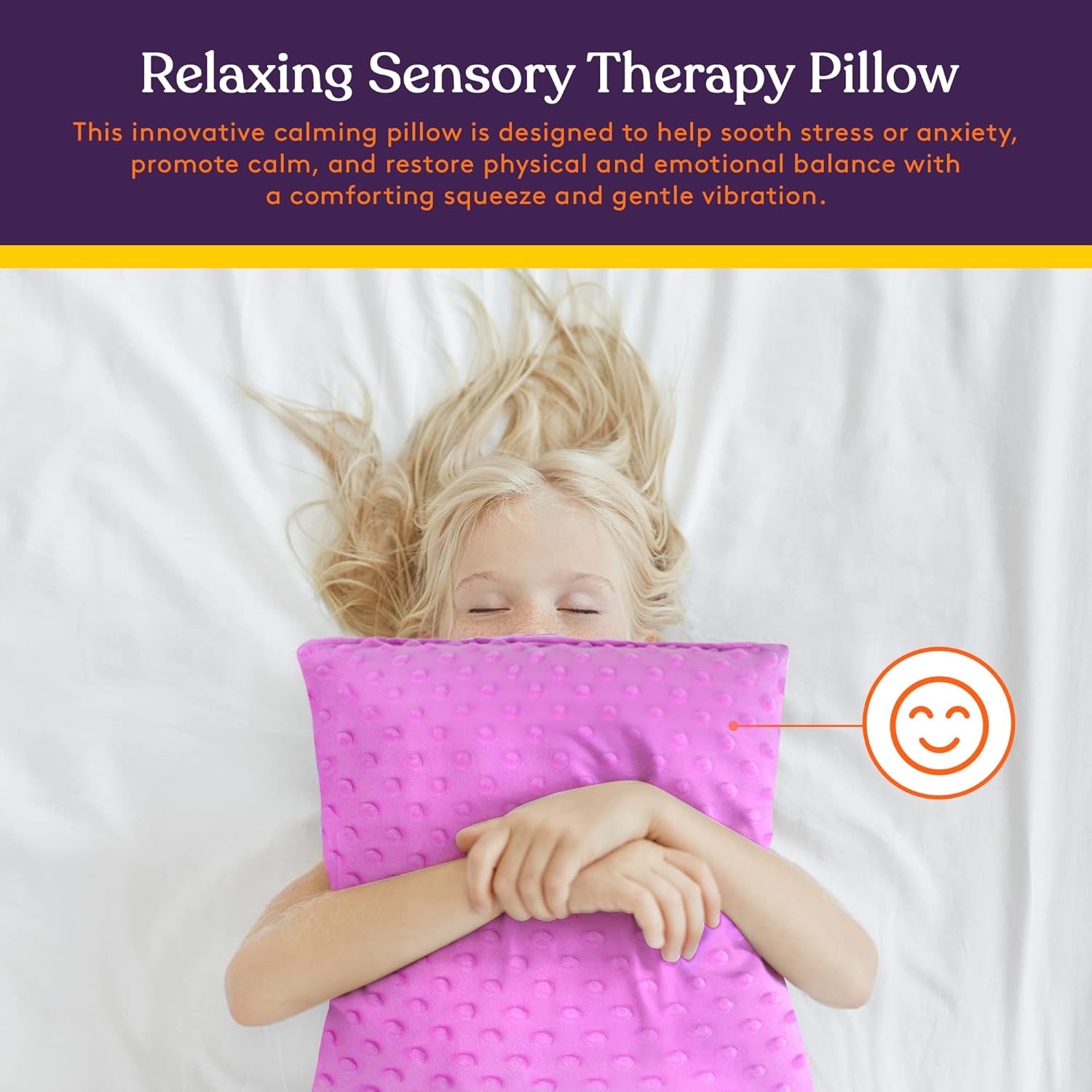Special Supplies Vibrating Pillow Sensory Pressure Activated for Kids and Adults, 12” Plush Minky Soft Cover, Textured Therapy Stimulation Bumps-Vibrations, Music & Voice Recording (Purple) - Image 7