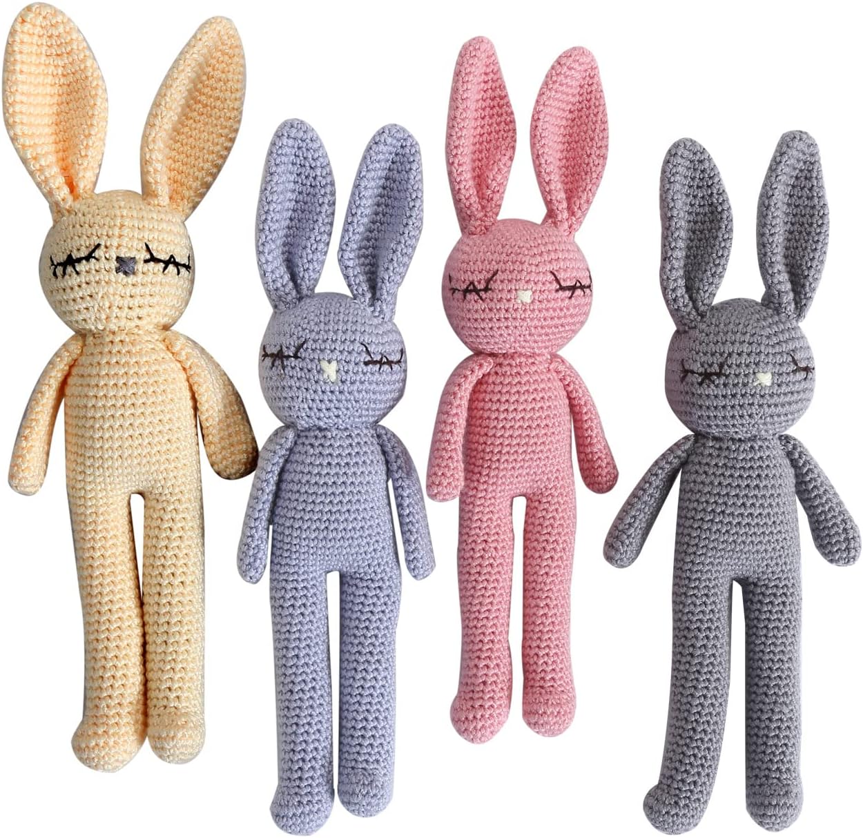 Moni's Choice Stuffed Plush Baby Crochet Bunny Rabbit Easter Gifts Handmade Stuffed Animal Hand-Knit Doll Granddaughter Grandson Lovey Sleep Toy Newborn(Grey)