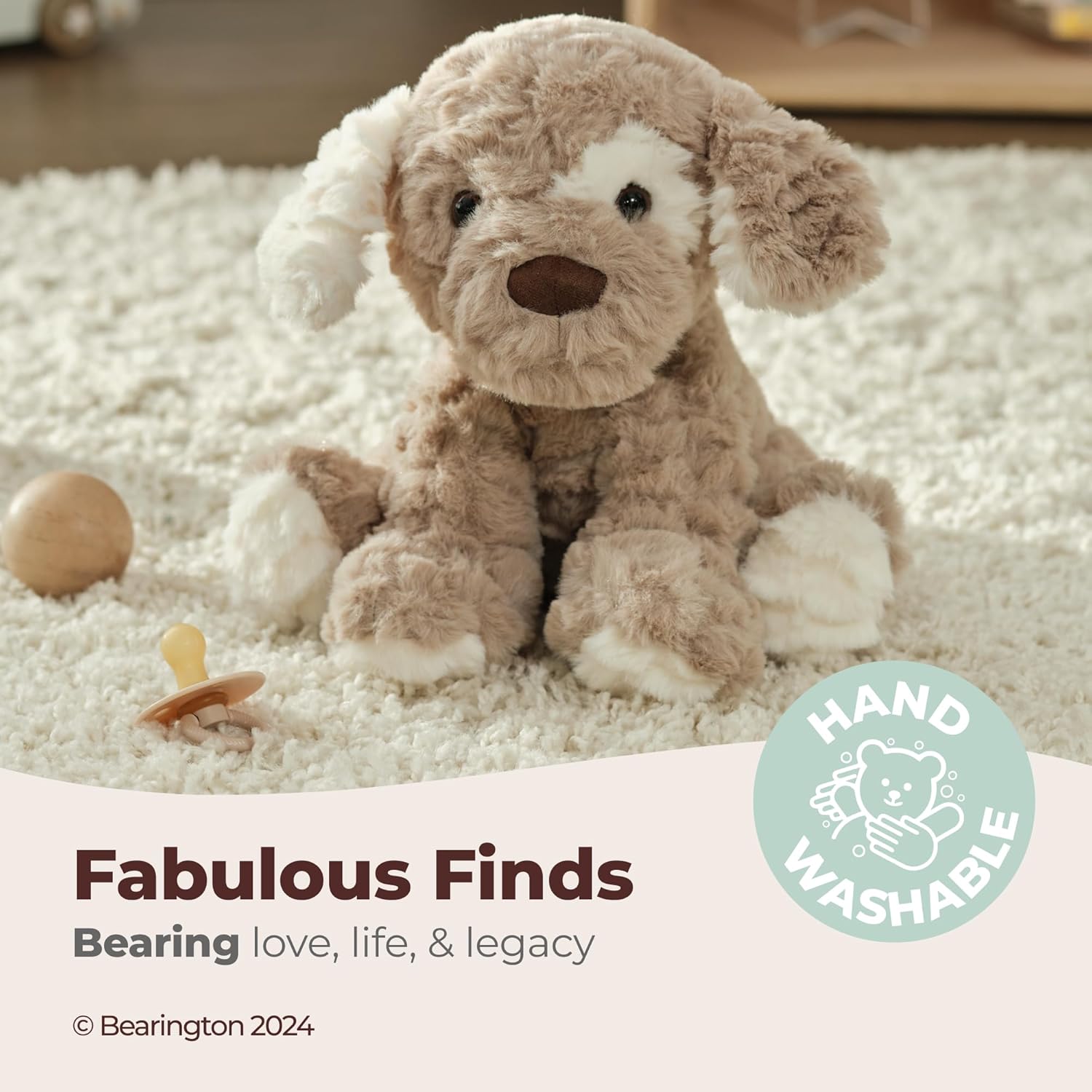 Bearington Pal Dog Stuffed Animal Plushies - 11" Realistic Dog Plush Stuffed Animals with Floppy Ears and Expressive Face - Soft Beige and Brown Lifelike Puppy Plush Toy Gift for Toddlers and Kids - Image 3