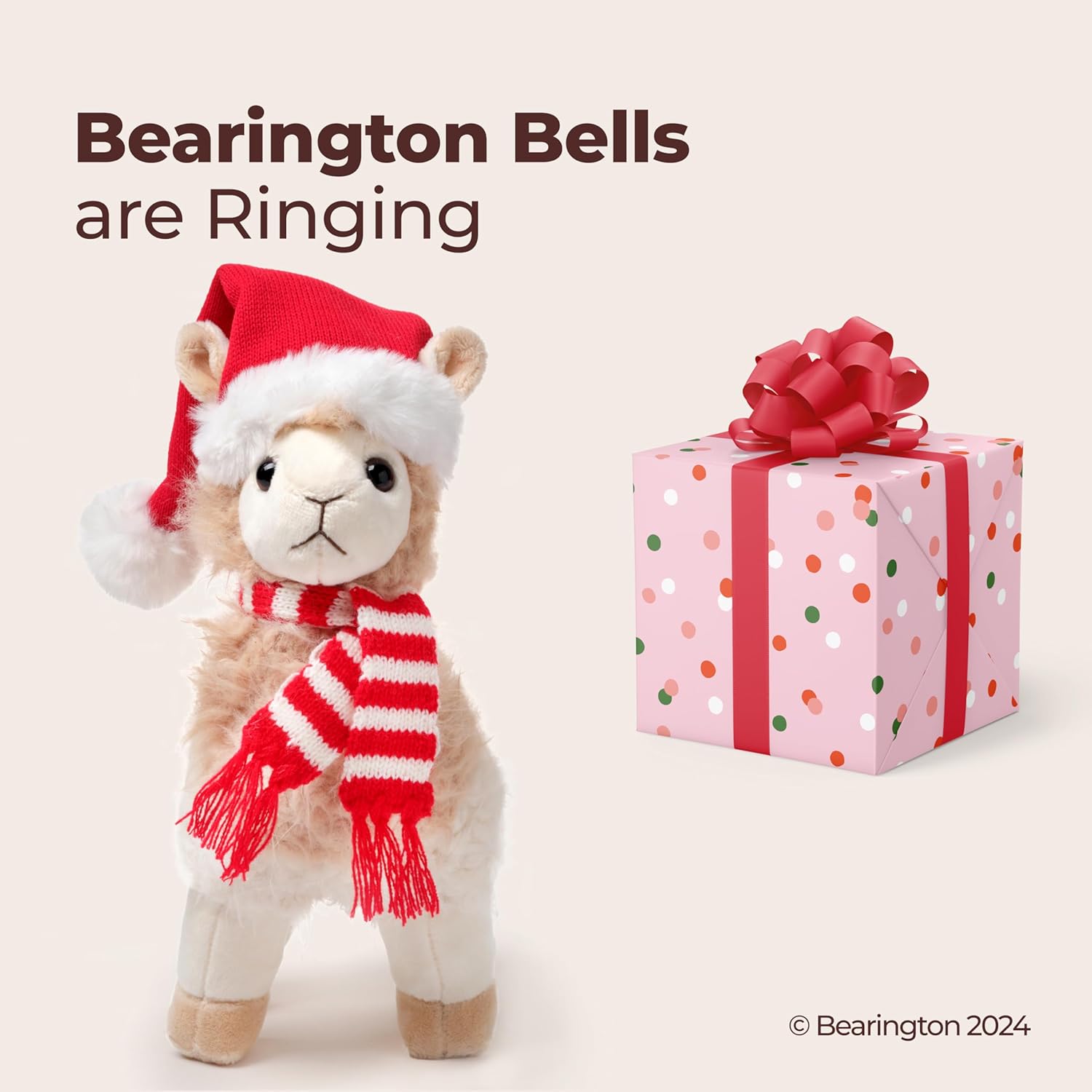 Bearington Holly Christmas Llama Stuffed Animal Plushie - 10" Soft Fur, Floppy Body Holiday Stuffed Animals with Santa Hat and Scarf - Cuddly Llama Plush Toy for Kids and Animal Lovers - Image 5