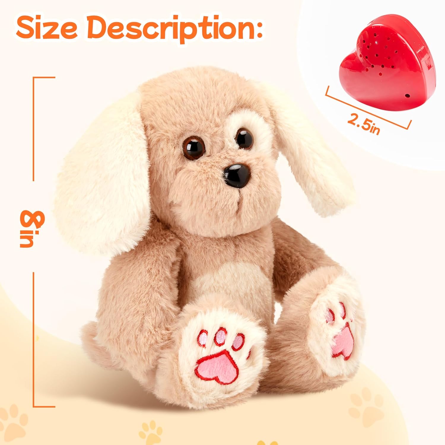 Heartbeat Puppy Recordable Dog Stuffed Animals 30 sec Heart Voice Recorder Plush Toy Stuffed Animal Soft Fuzzy Doll Gifts Messages Playback for Kids Birthday Children's Day - Image 6