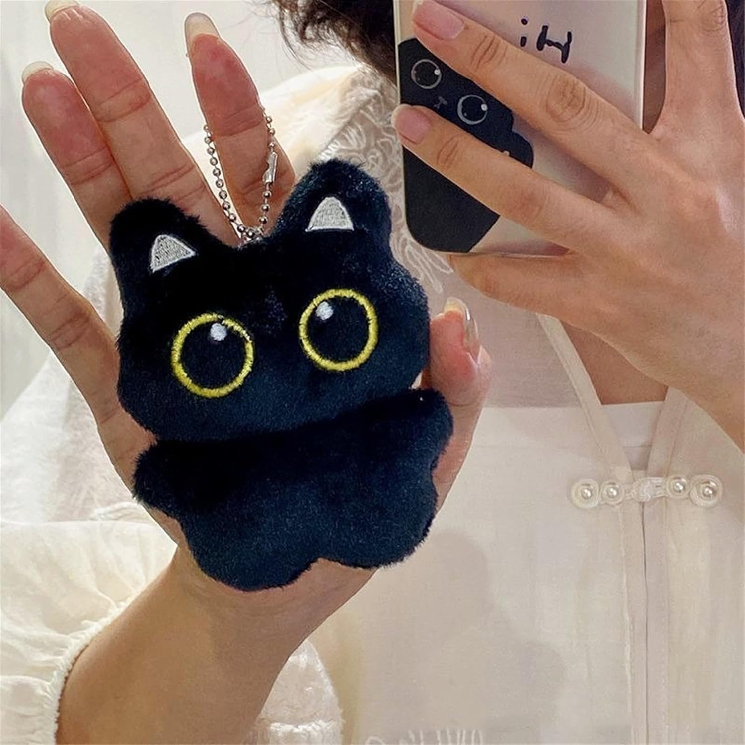 Black Cat Plush Keychain Purse Charm - Cute Bag Charms Gifts for Women - Image 8