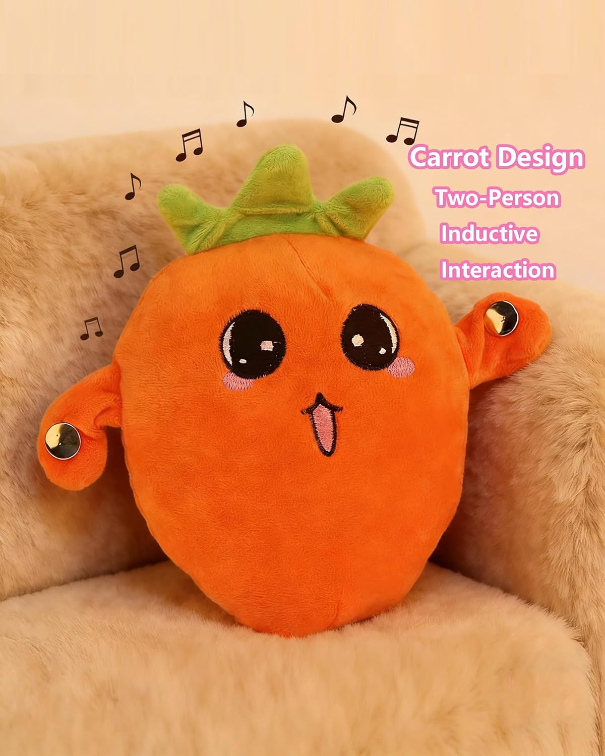 Baby Musical Sensory Toy,nteractive Musical Plush Toy with Sounds,Sensory Activity Learning Educational Kid Toy,Fun Christmas and Birthday Gifts Suitable for Multiplayer interaction (Orange Radish) - Image 2