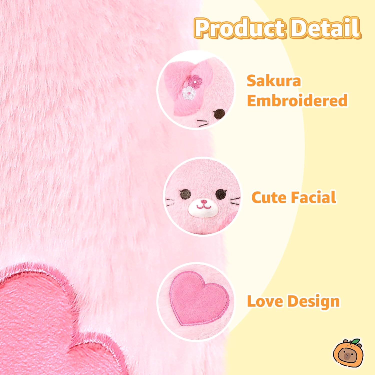 Onsoyours Original Heatable & Weighted Sakura Cat Stuffed Animals, 15" Microwavable Kitten Plushie for Warmth & Comfort - Cute Plush Toys for Kids and Adults - Image 7