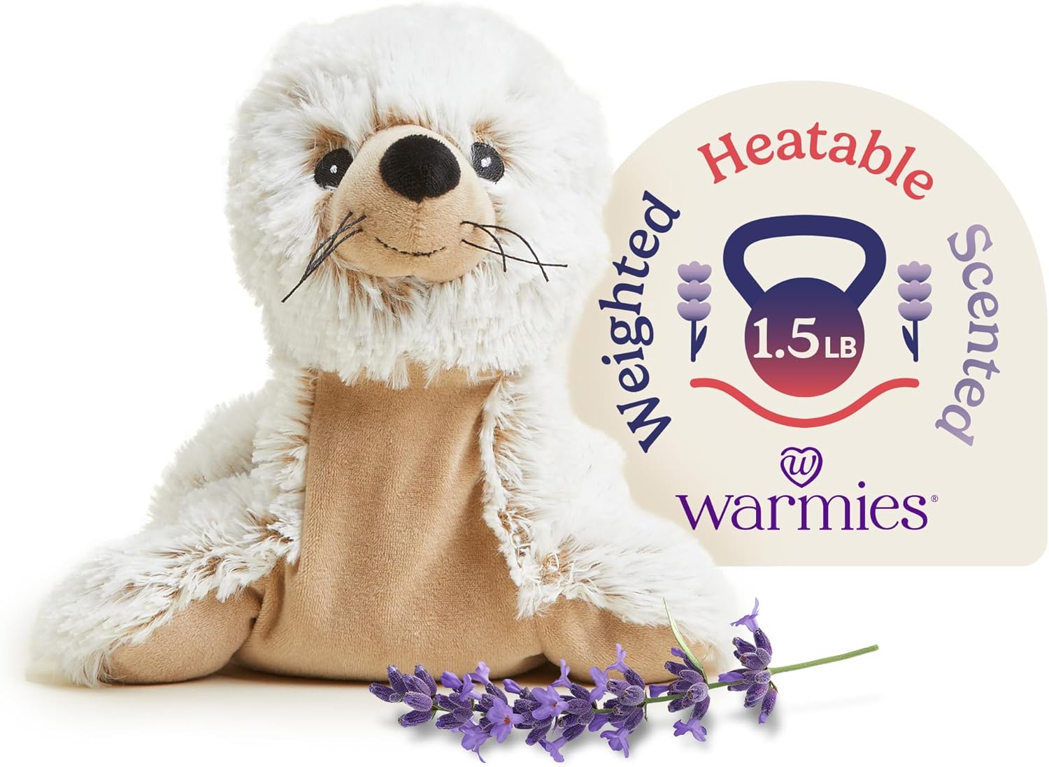 warmies Microwavable & Weighted Stuffed Animal, Seal - Heated Stuffed Animal for Cramp Relief - Weighted Plushies for Stress Relief - Seal Plushie with Lavender Aroma - 13 in, 2 lb, Pack of 1