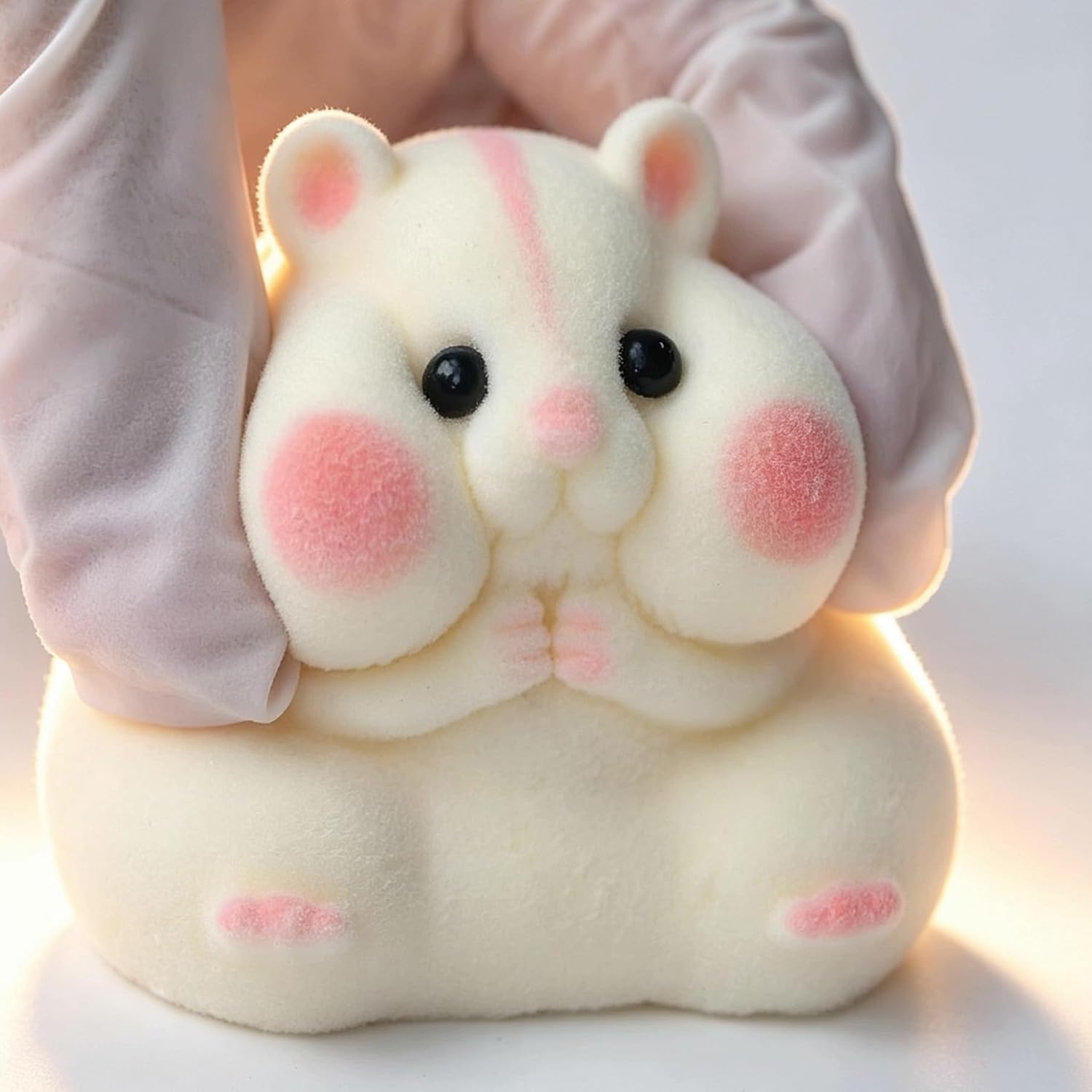 Handmade Taba Squishy Hamster Toy, Cute Squishy Hamster Fidget Toy, Realistic Hamster Toy, Soft Silicone Mochi Furry Toy, Stress Relief Gift for Adults & Kids, Sensory Anxiety Plushie (White) - Image 8