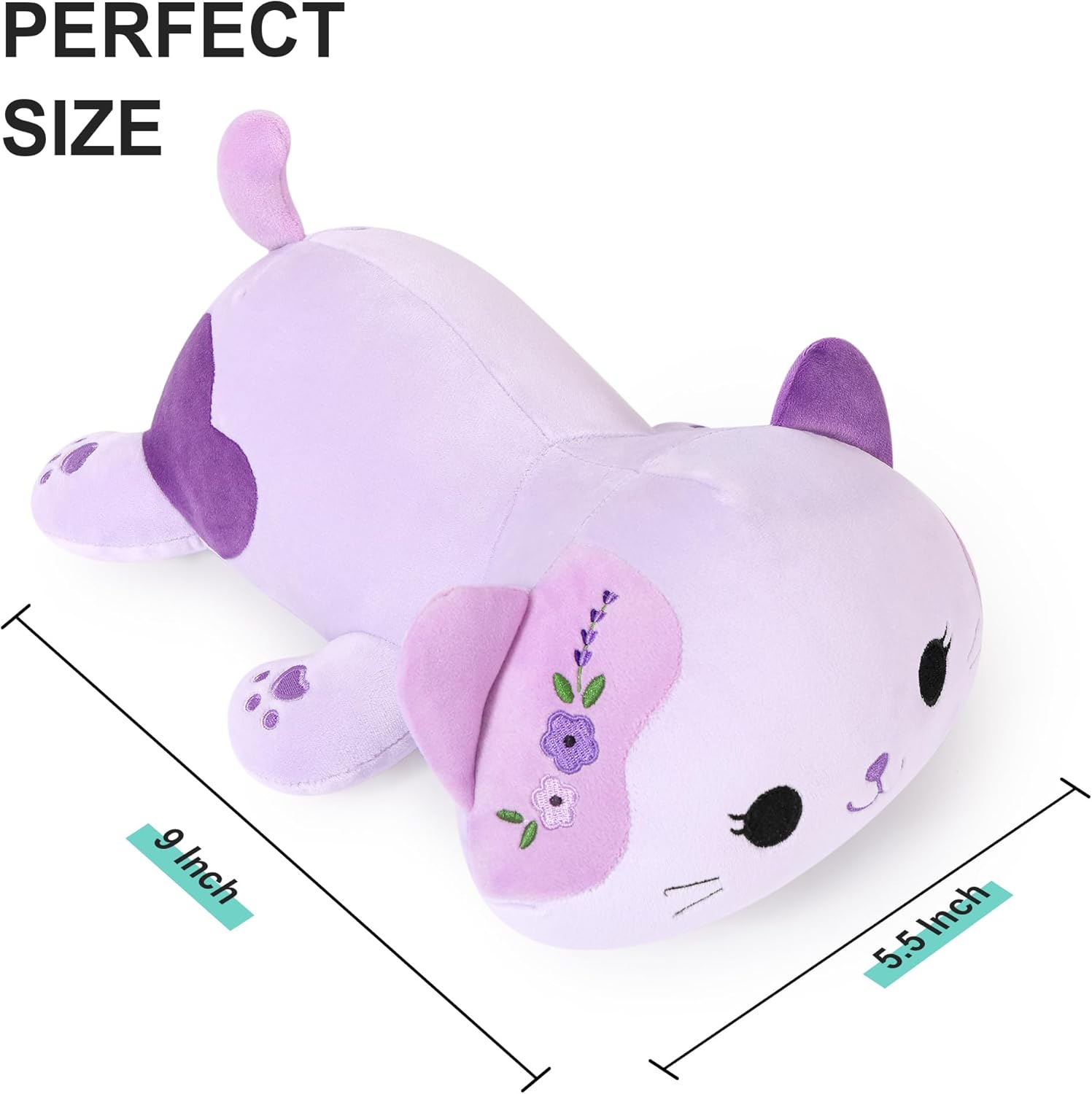 Onsoyours Original Lavender Cat Plush Kitty Plushies Toy Kitten Stuffed Animal Soft Pillow Little Kawaii Plushie Gift for Kids & Adults (Lavender Cat,9") - Image 3