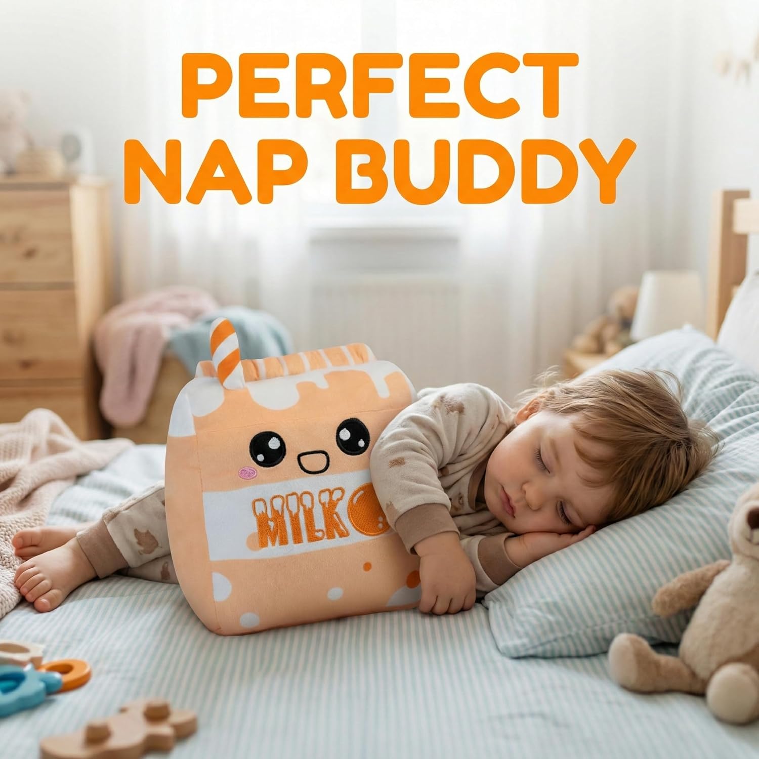 AIXINI Milk Bubble Tea Plush Toy - Hot Milk Cute Anime Style Soft Stuffed Animal, Warm Healing Gift for Girls (Orange) - Image 5