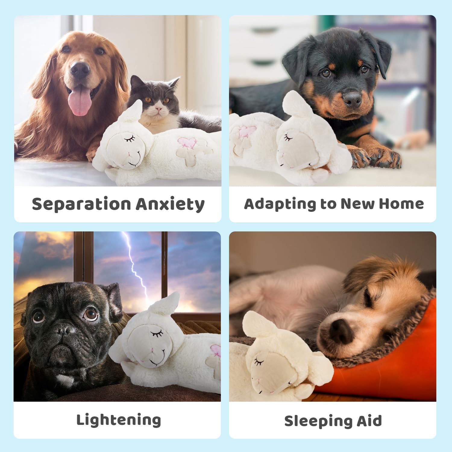 ALL FOR PAWS Heartbeat Replacement Soother Heartbeat Simulator for Puppy Sleep Aid Calming Plush Toys - Image 3