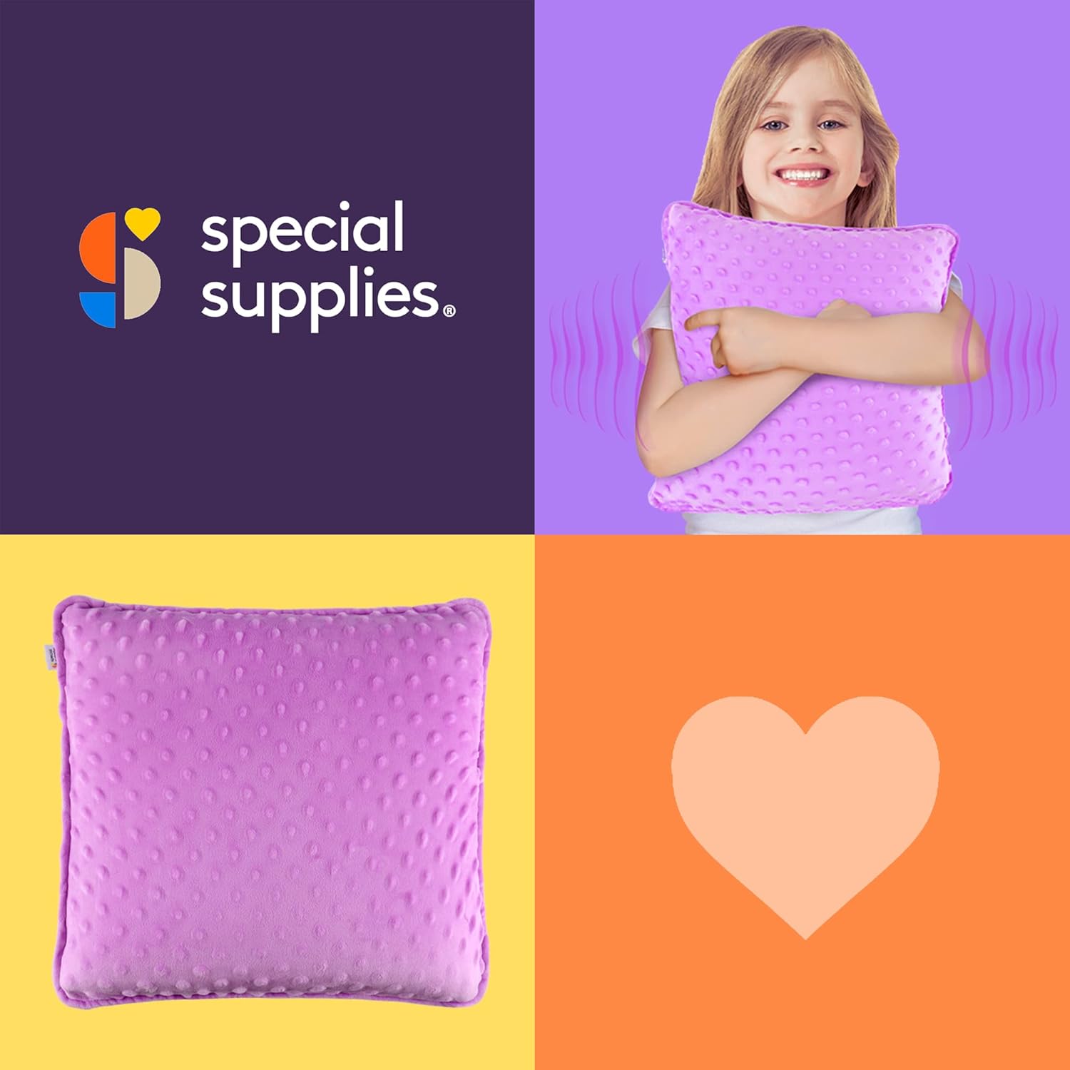 Special Supplies Vibrating Pillow Sensory Pressure Activated for Kids and Adults, 12” Plush Minky Soft Cover, Textured Therapy Stimulation Bumps-Vibrations, Music & Voice Recording (Purple) - Image 8