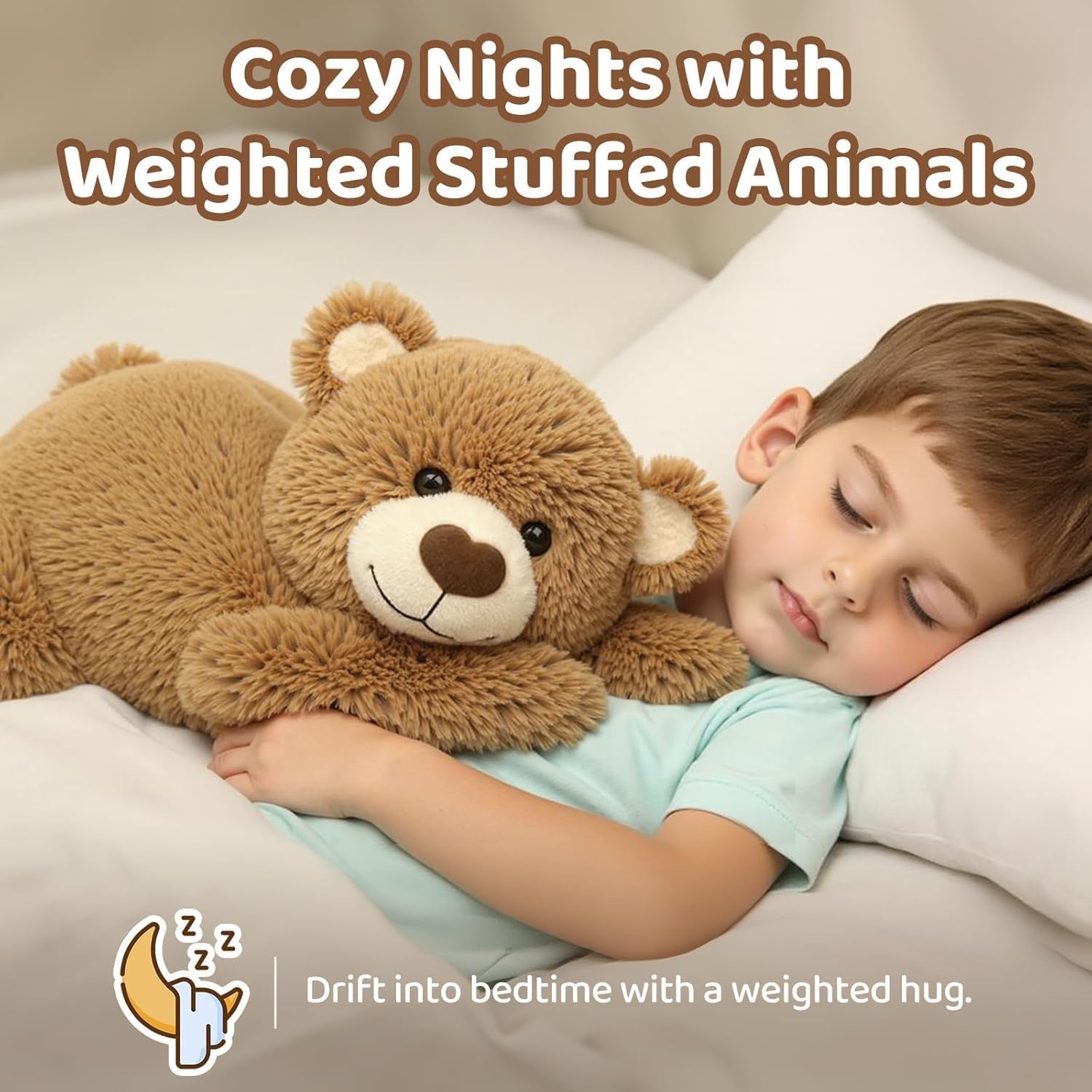 Mewaii Weighted Stuffed Animals for Adults & Kids, 2-5 lbs - 23" Heatable Coolable Bear Plush, Microwavable Adjustable Removable Inner Pad, Realistic Hug Comfort Gift (Brown) - Image 4