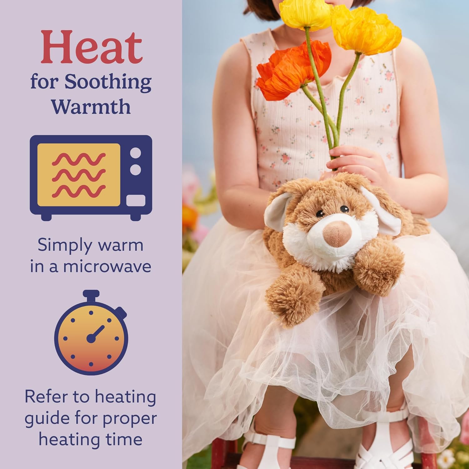 warmies Microwavable & Weighted Stuffed Animals, Brown Bunny - Heated Stuffed Animal Plushie for Warmth & Comfort - Cute Soft Weighted Plush Toys for Adults & Children (Boys, Girls, Babies & Toddlers) - Image 4