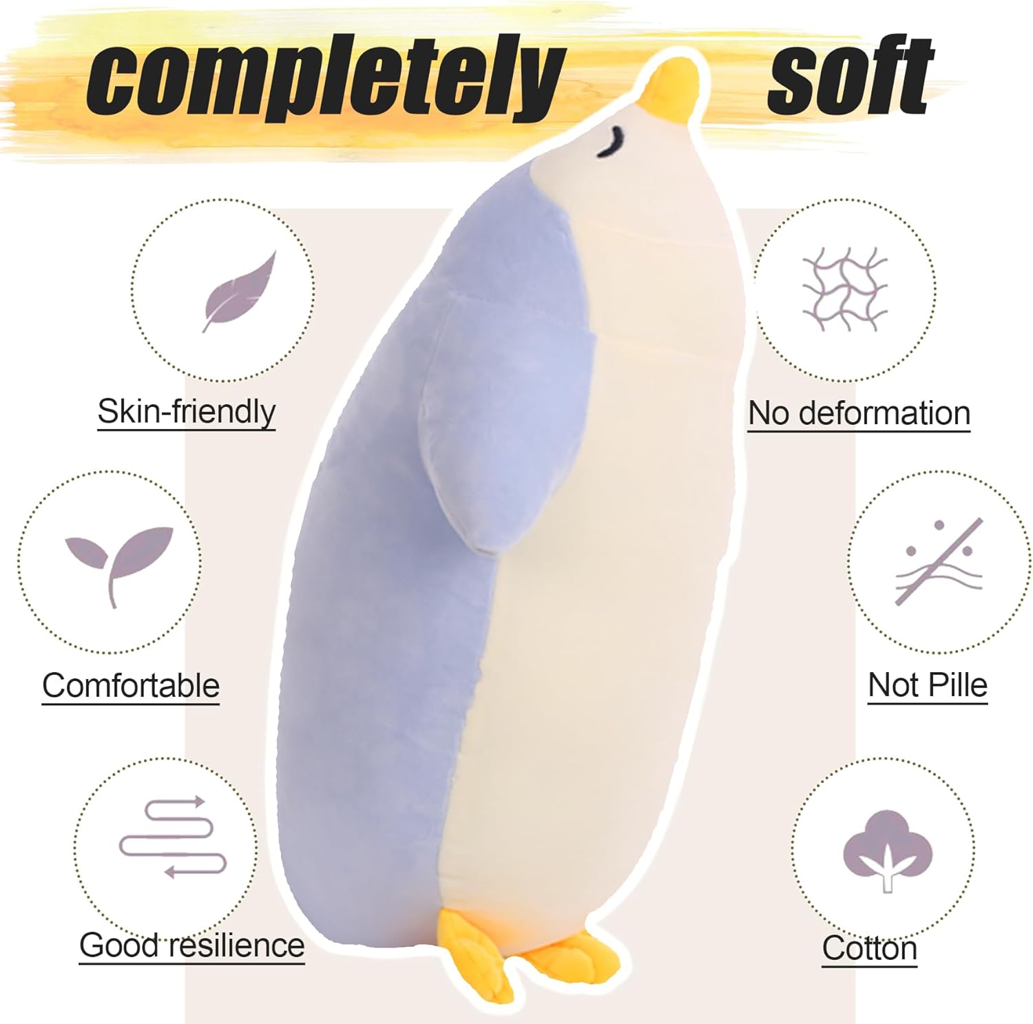 DENTRUN Penguin Stuffed Animals Bulk, Cute Penguin Plush Doll Play Toys for Kids Girls Boys Adults Birthday Xmas Halloween Present Adorable Soft Plushies, 12.20/18.11/22.44/25.98 Inchs, Blue, Black - Image 8