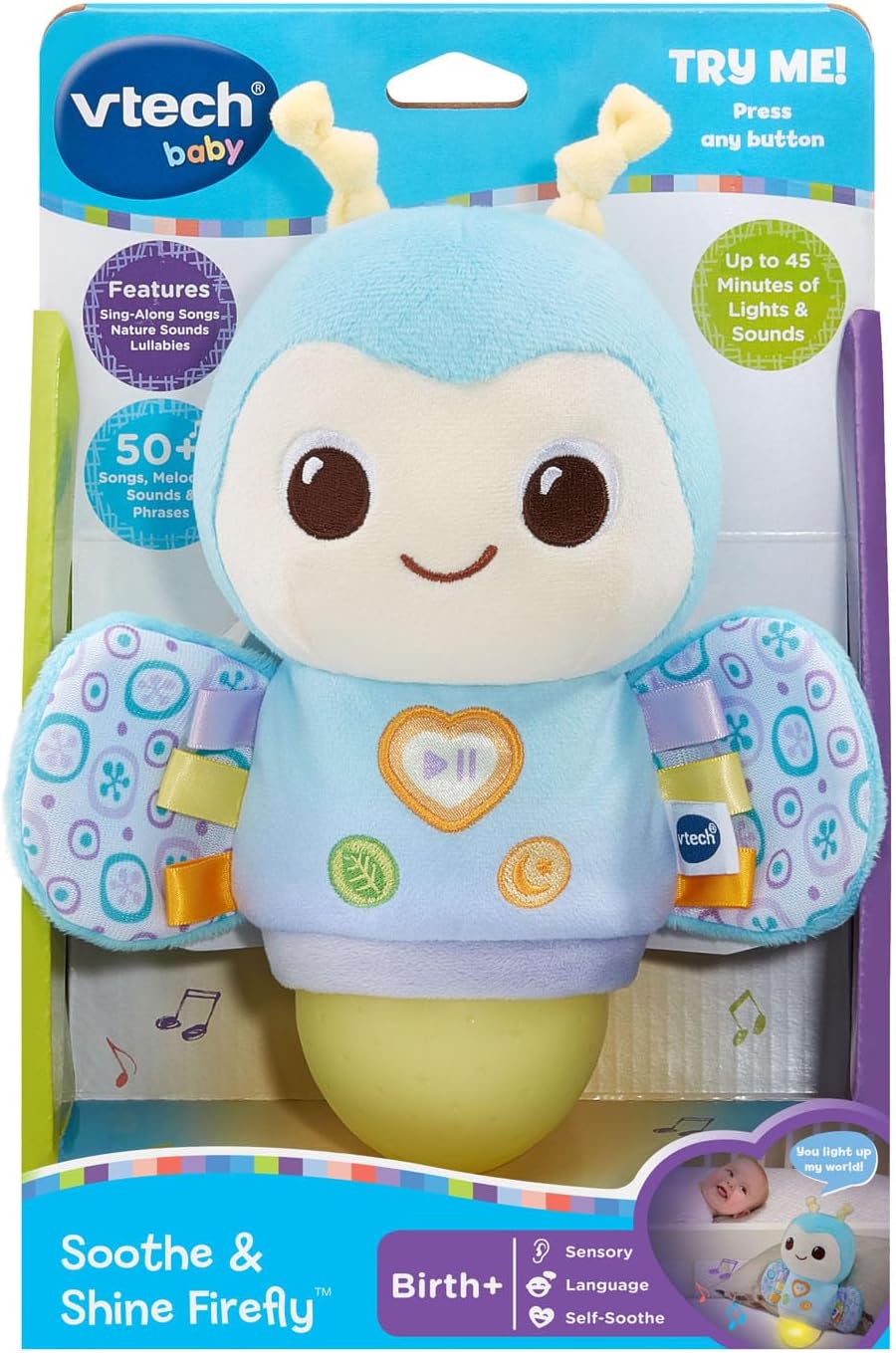 VTech Baby Soothe and Shine Firefly Musical Plush with Color Changing Night-Light and Timer - Image 7