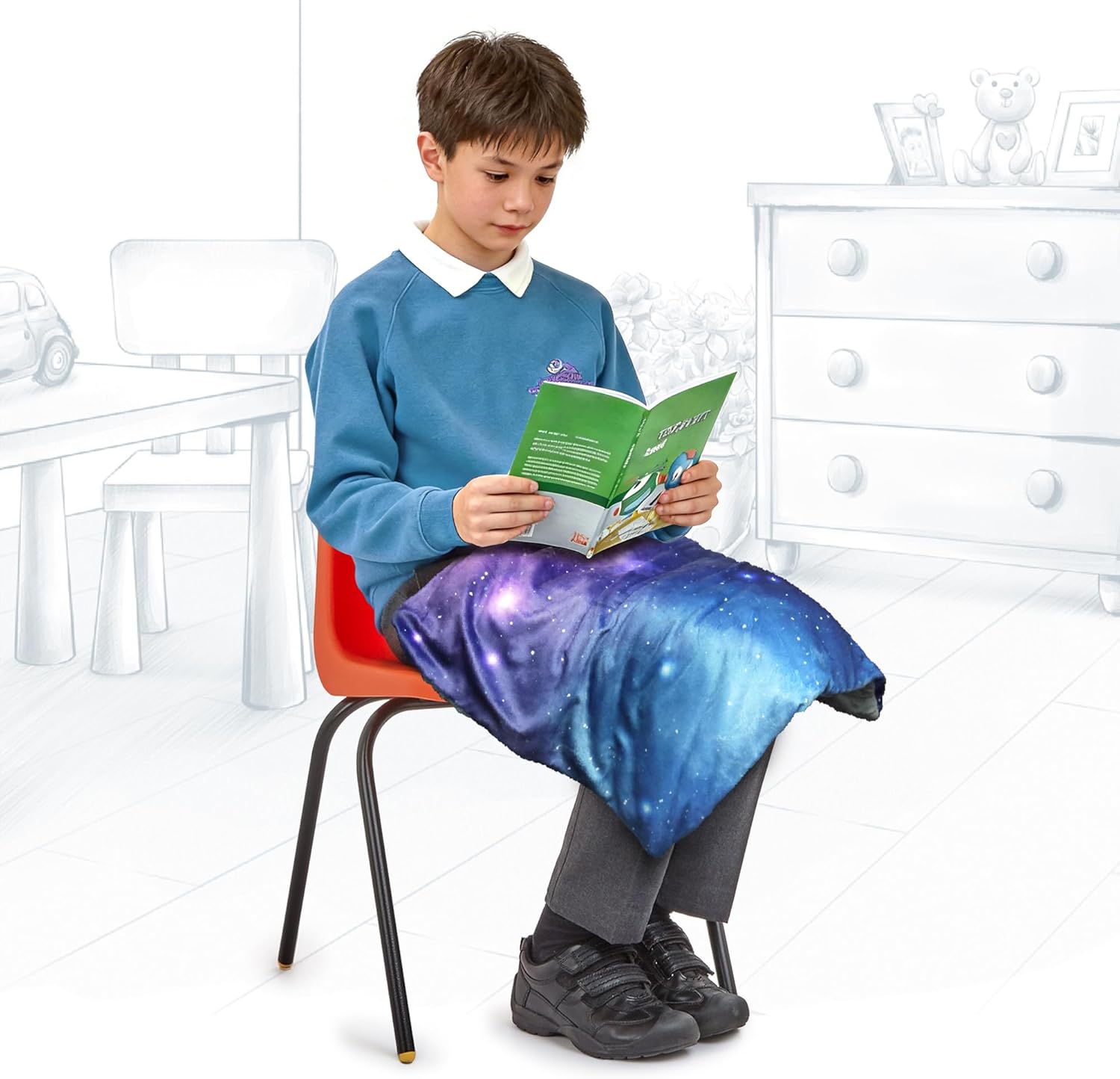 Solfres Small Weighted Lap Pad Blanket Throw for Kids Boys Teens 20in x 23in 5 Lbs - Sleep Therapy Plush Travel Size with Glass Beads, Galaxy Space Stars - Image 4