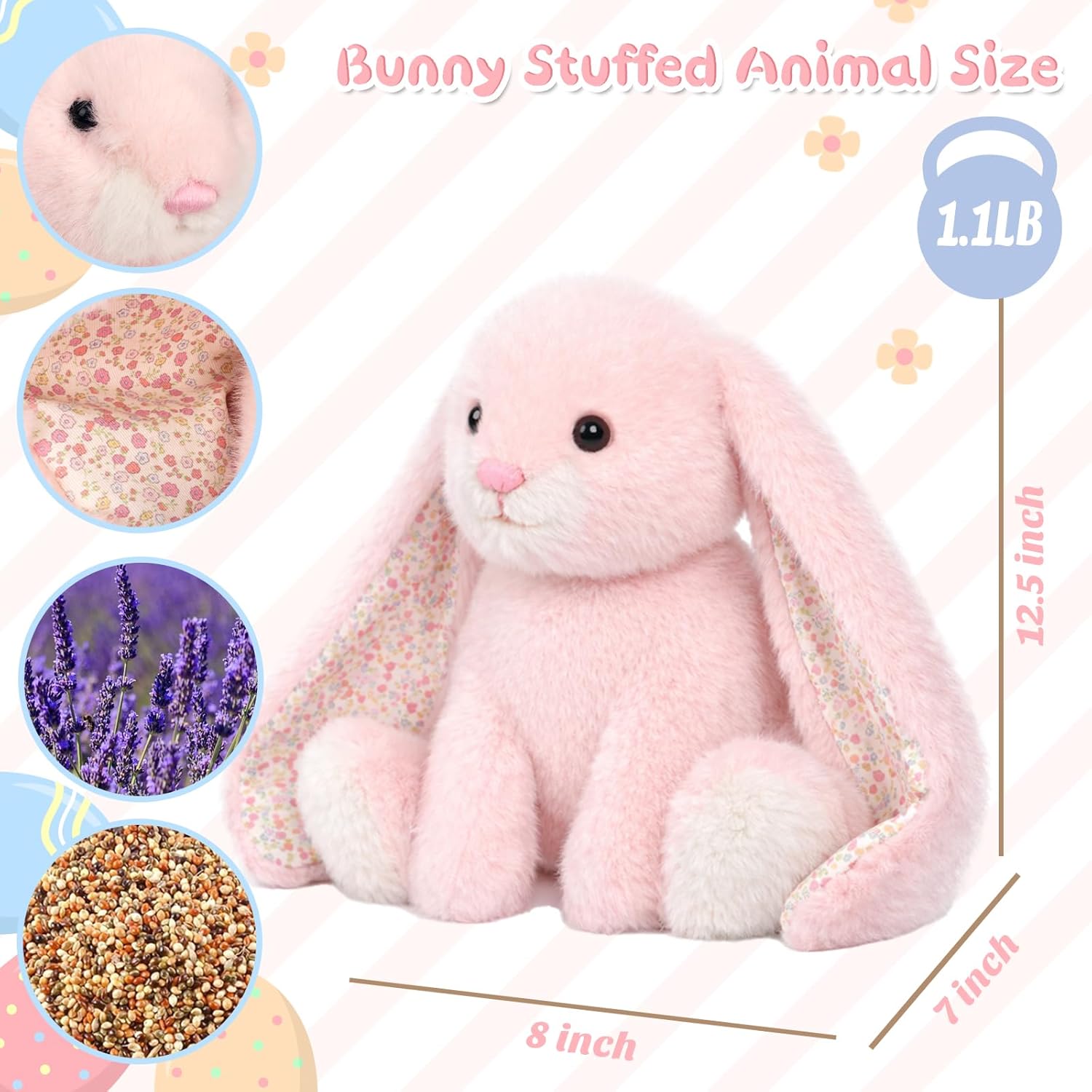 Easfan Weighted Stuffed Animals, Heated & Coolable Weighted Plush Toy Microwavable Lavender Scented Toys Cute Soft Plushies, Bunny Gifts for Adults & Kids,12 inch - Image 2