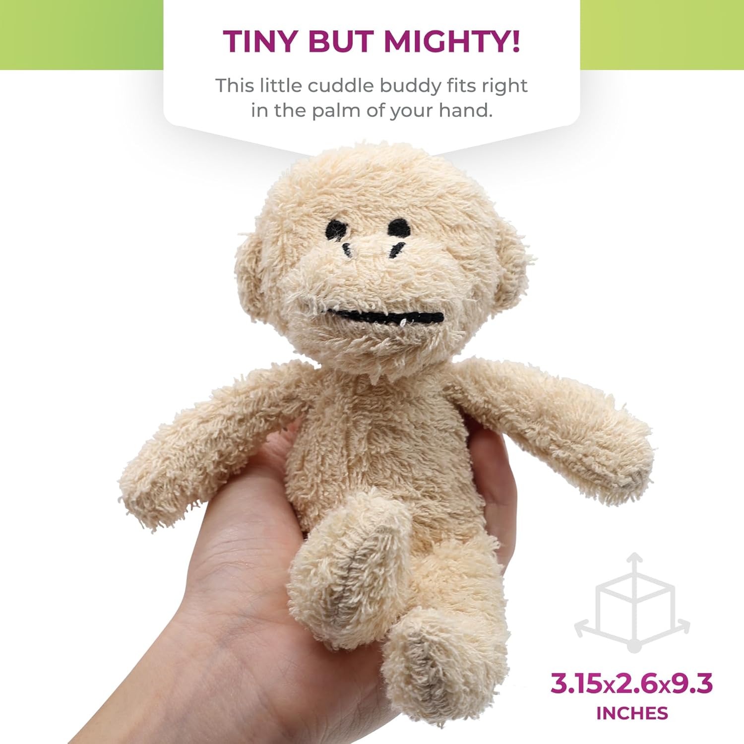 Thermal-Aid Zoo Mini — (Jo Jo the Monkey) — Mold-Resistant, Washable Hot & Cold Pack for Kids — Heating and Cooling Pad with Natural Corn Filling — Reusable Plush Toy - Image 5