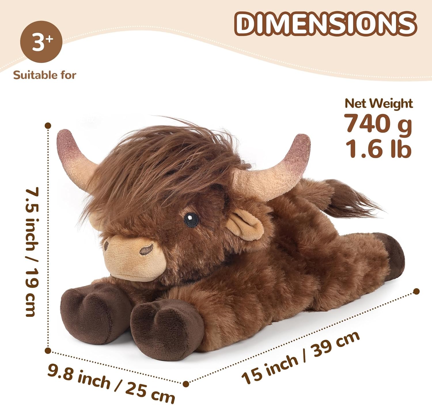 Highland Cow Stuffed Animals, Microwavable Stuffed Animal Adorable Fluffy Highland Cow Plush for Warmth Comfort, Heatable Coolable Lavender Scent Toy, Cute Soft Plushies Gift for Kid Boys Girl & Adult - Image 3