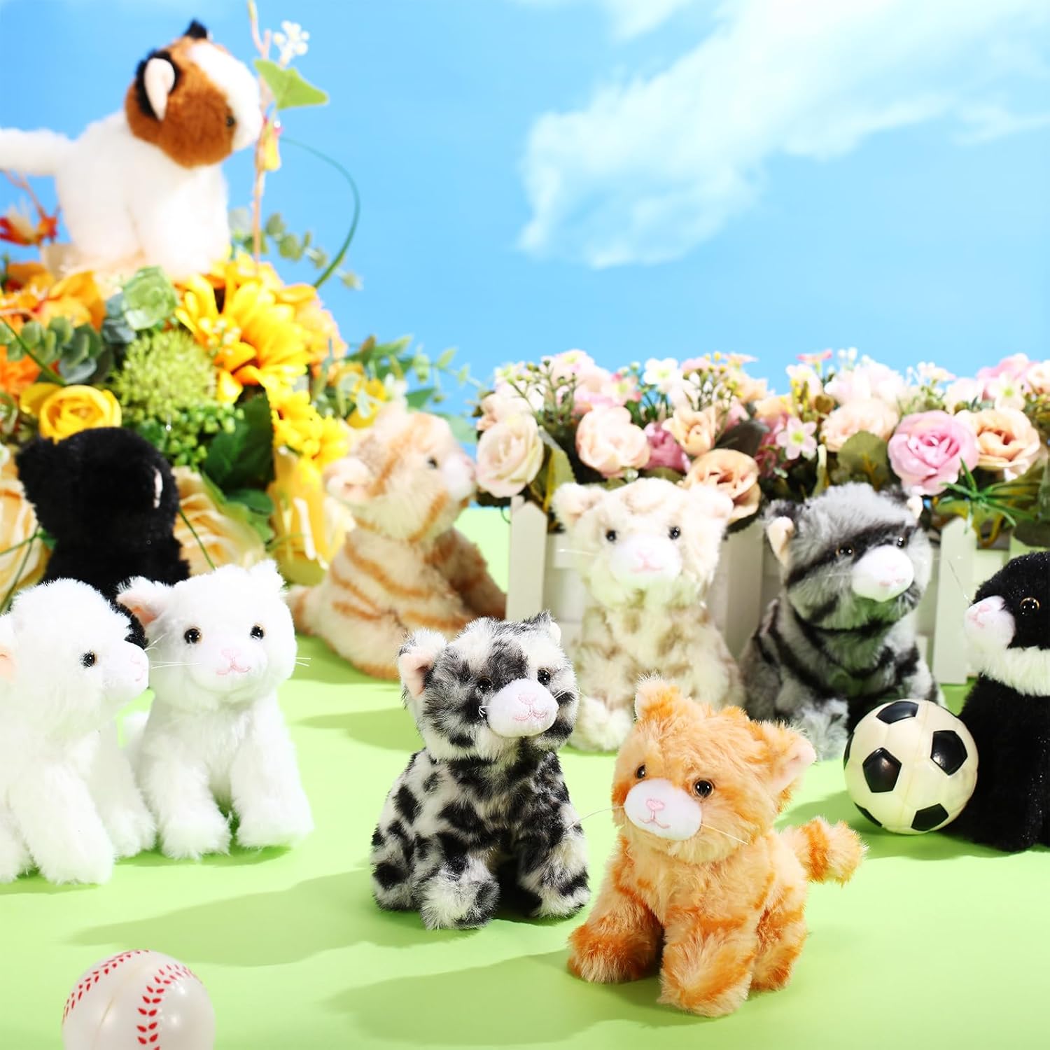 Lenwen 10 Pcs Cat Stuffed Animals Bulk Soft Cuddly Kitten Plush Sets Kittens Assorted Fluffy Stuffed Cats for Kiddos Birthday Gift Pet Party Favors Stuffers(Sitting Style) - Image 4
