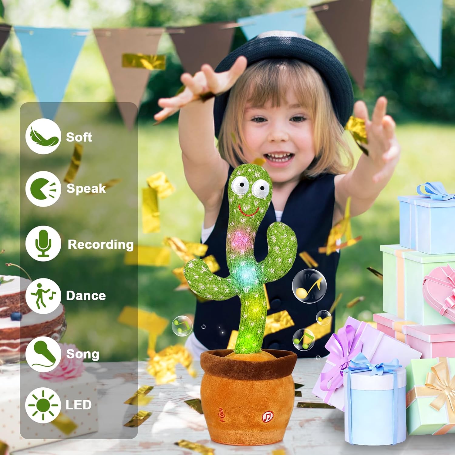 Emoin Talking Cactus Toy, Interactive Toys Dancing Cactus Toy Mimicking Repeating What You Say, Toddler Infant Baby Toys Gifts for 6 7 8 9 10 Month Old Baby Toys for 1 2 3 Year Old Boy Girl - Image 8