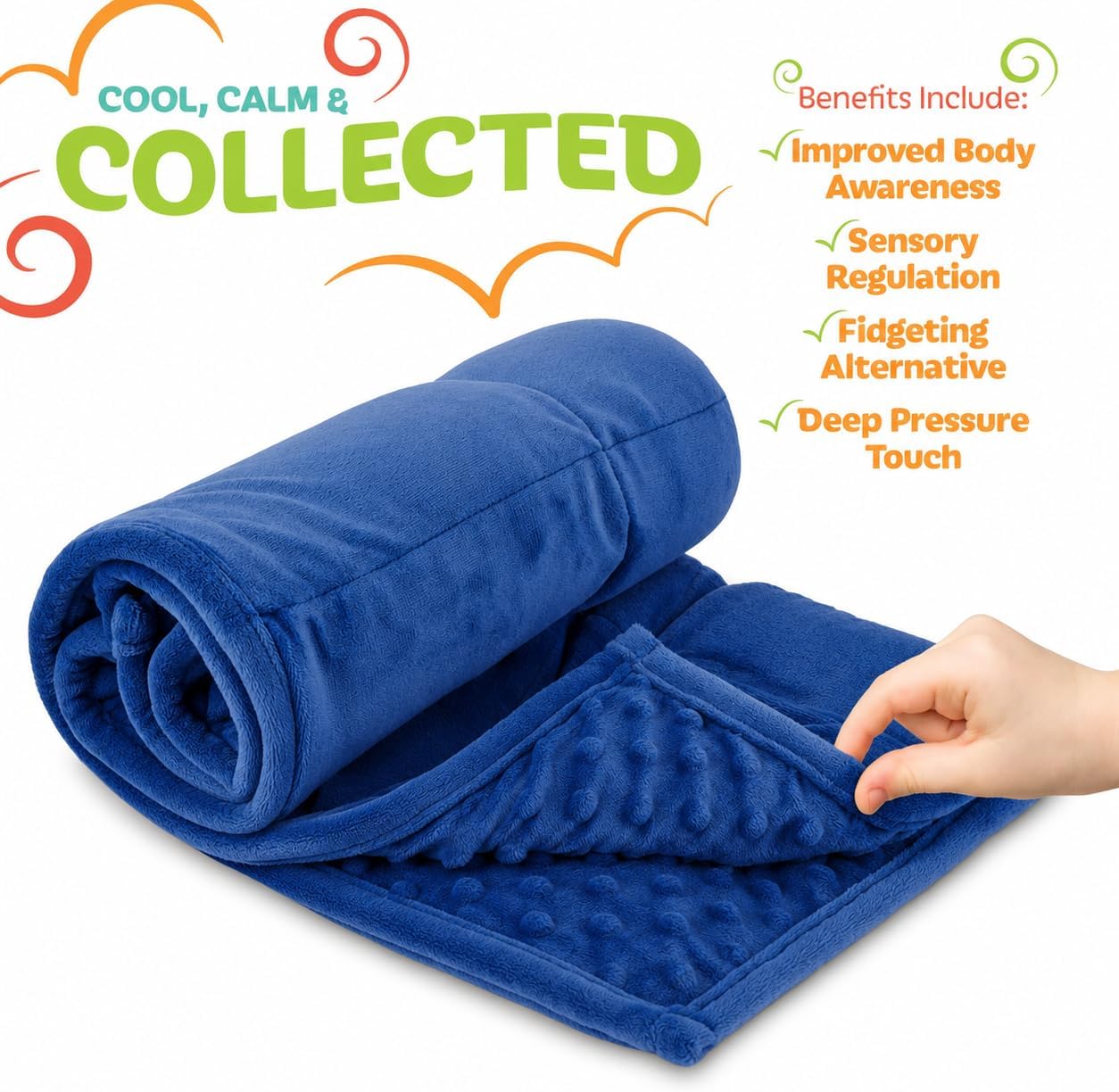 Kidaddle 5lb Weighted Blanket for Kids (Blue) 19x22 Inch, Plush Minky Weighted Lap Pad with Travel Bag for Ages 4+ - Image 3