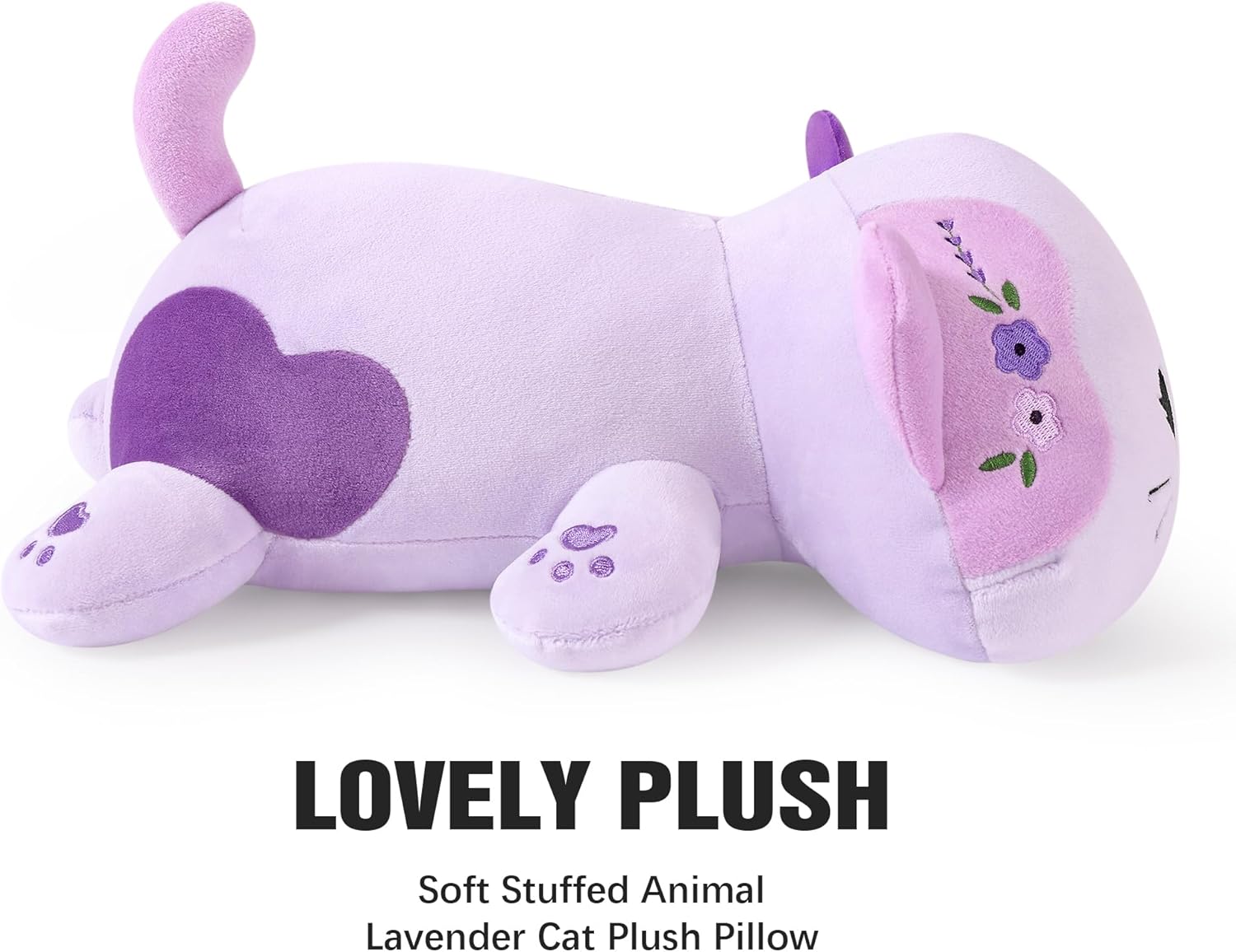 Onsoyours Original Lavender Cat Plush Kitty Plushies Toy Kitten Stuffed Animal Soft Pillow Little Kawaii Plushie Gift for Kids & Adults (Lavender Cat,9") - Image 6