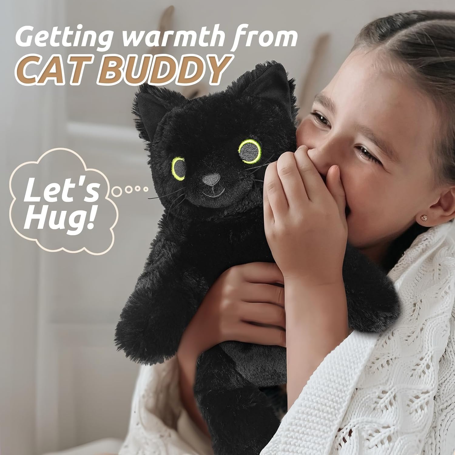 Black Cat Stuffed Animals, Microwavable Stuffed Animal Adorable Fluffy Cat Plush for Warmth & Comfort, Heatable Coolable Lavender Scent Cat Toy, Cute Soft Plushies Cat Gifts for Kids Boy Girls & Adult - Image 2