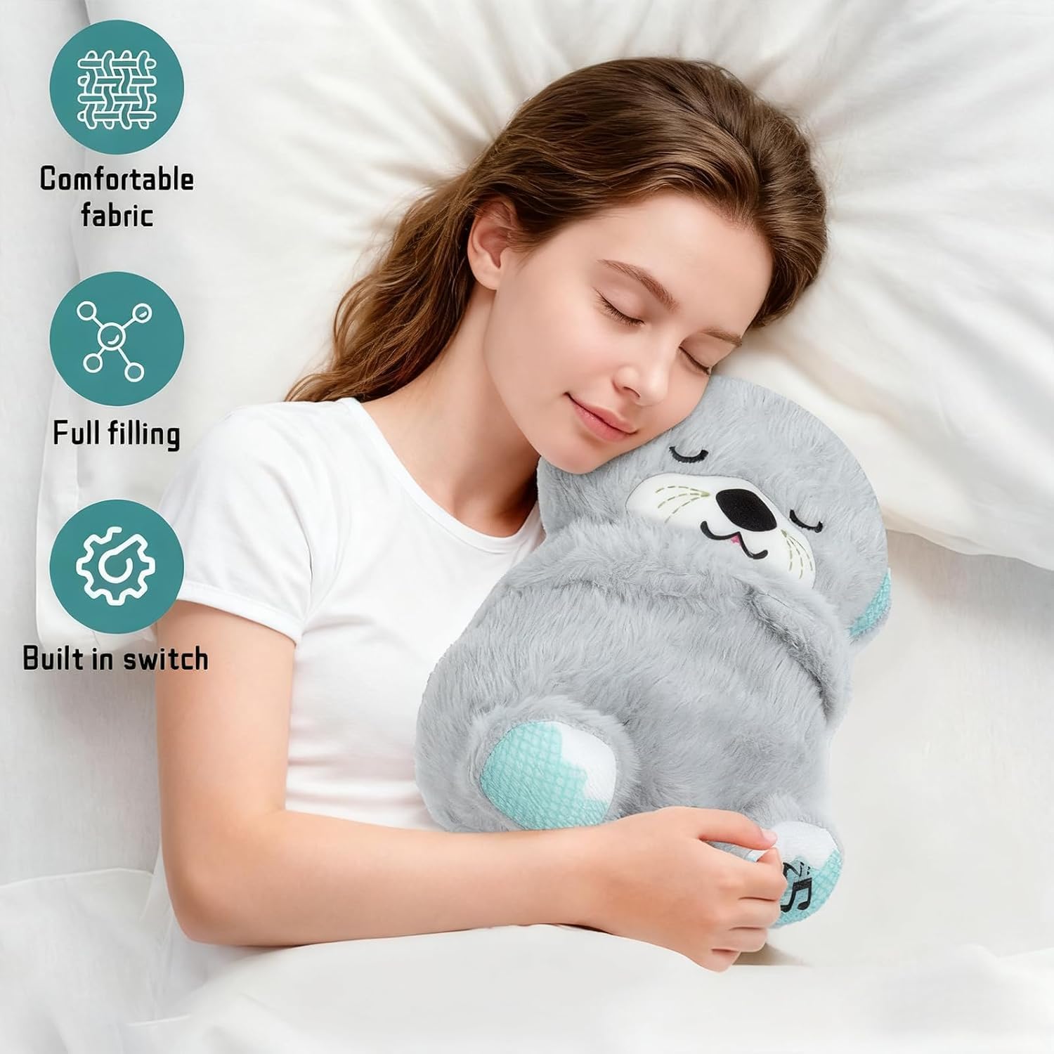 rytopt Breathing Stuffed Animal, No Breathing Movement in Its Abdomen, Simulated Breathing Sounds, 4 Gear Adjustment, Volume Control, Plush Toy with Music & Light - Image 6