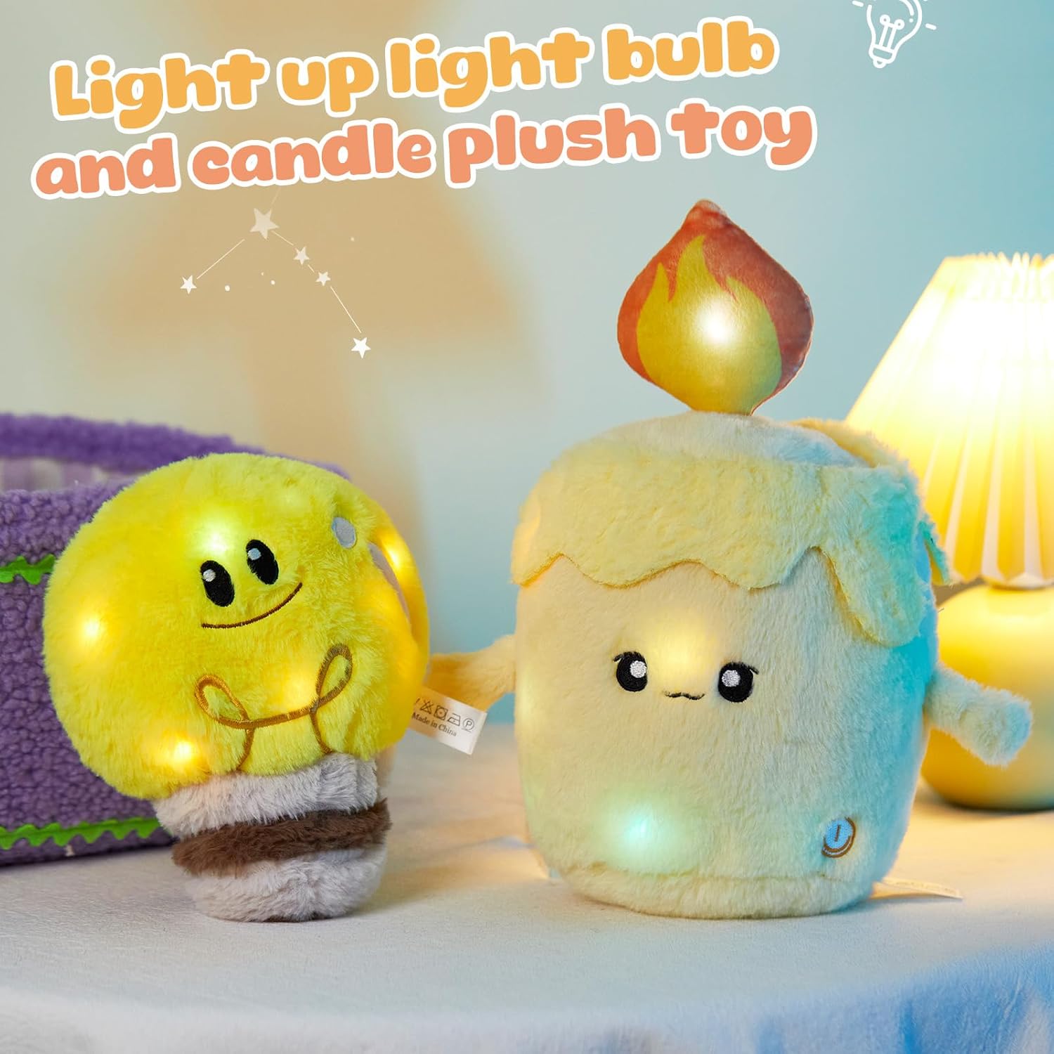 WEWILL 8'' Light up Light Bulb Stuffed Animal Cute Light Bulb Soft Plush Toy Birthday Christmas Holiday Weekend Gift for Toddler Kids, Boys, Girls - Image 6