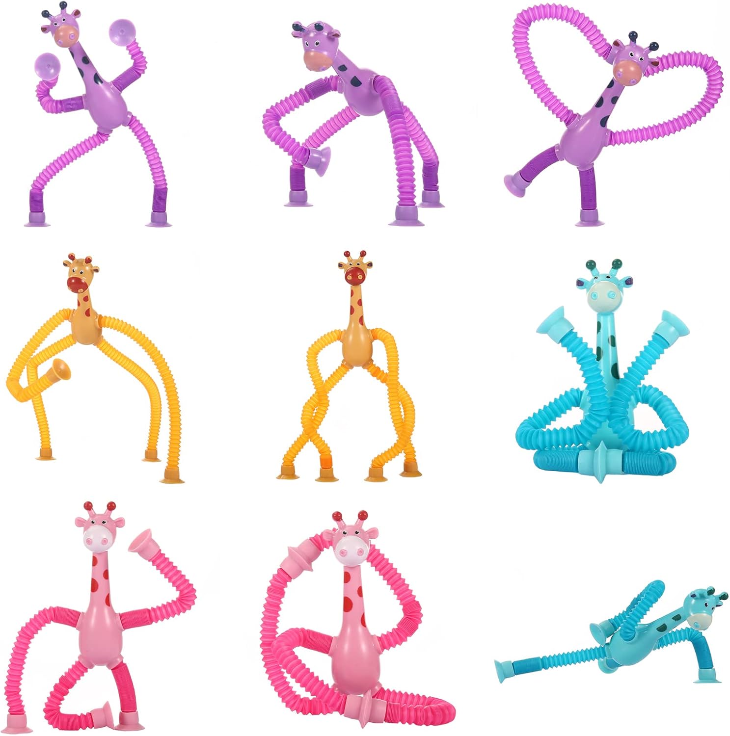 XONTEUS 4 Pcs Pop Tubes Giraffe Travel Airplane Road Trip Car Activities Essential ,Telescopic Suction Cup Sensory Fidget Toys,Screen-Free Activity for Boy & Girl , Stocking Stuffers for Kids - Image 7