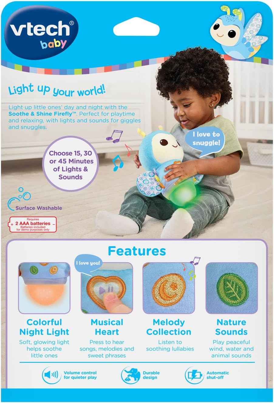 VTech Baby Soothe and Shine Firefly Musical Plush with Color Changing Night-Light and Timer - Image 8