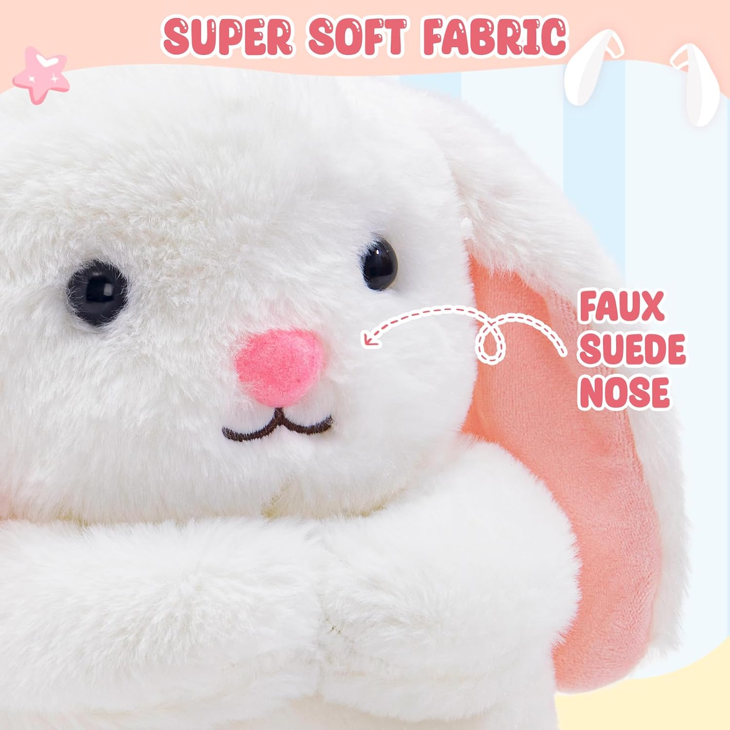 10" Heartbeat Recordable Bunny Plush Toy, Voice Recorder Bunny Stuffed Animal w/30 Sec Recorder, Rabbit Plushie Messages Recording Playback Gifts for Baby Girls Boys Birthday Baby Shower - Image 4