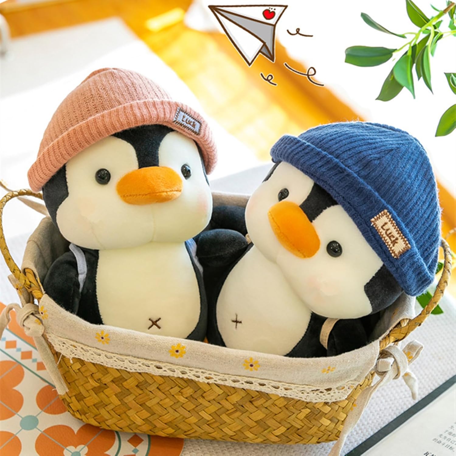 BSVOME 9 inches Penguin Stuffed Animals Soft Plush Cute Travel with Hat Backpack Doll for Boys Girls - Image 4