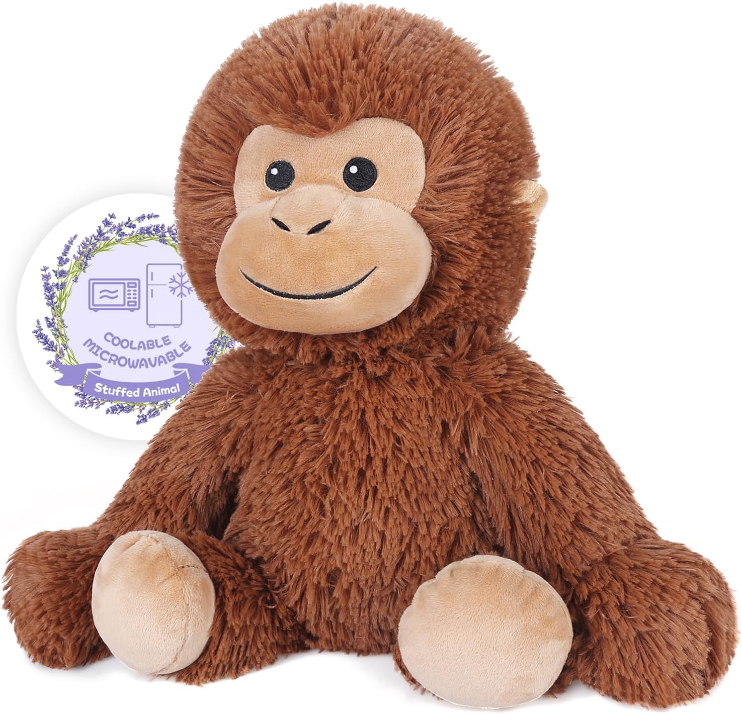 SuzziPals Heatable & Coolable Monkey Stuffed Animal, Microwavable Heating Pad Plushies for Soothing & Relaxation, Lavender Scented Stuffed Plush Toys, Monkey Gifts Boys Girls