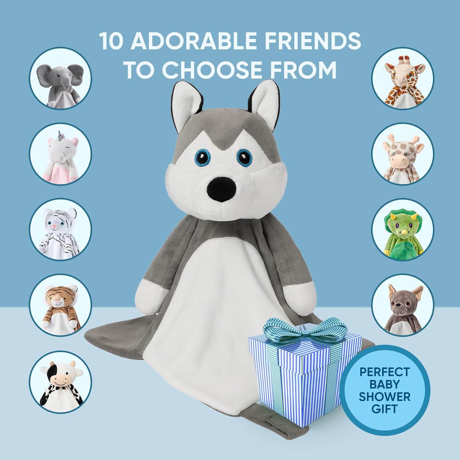Love By Emi 4 in 1 Baby Lullaby Sleep Soother Toy - Stuffed Animal Sound Machine & Pacifier Holder | Heartbeat White Noise & Music | Plush Husky Lovey Sleep Aid Security Blanket (0-3 Years) - Image 6