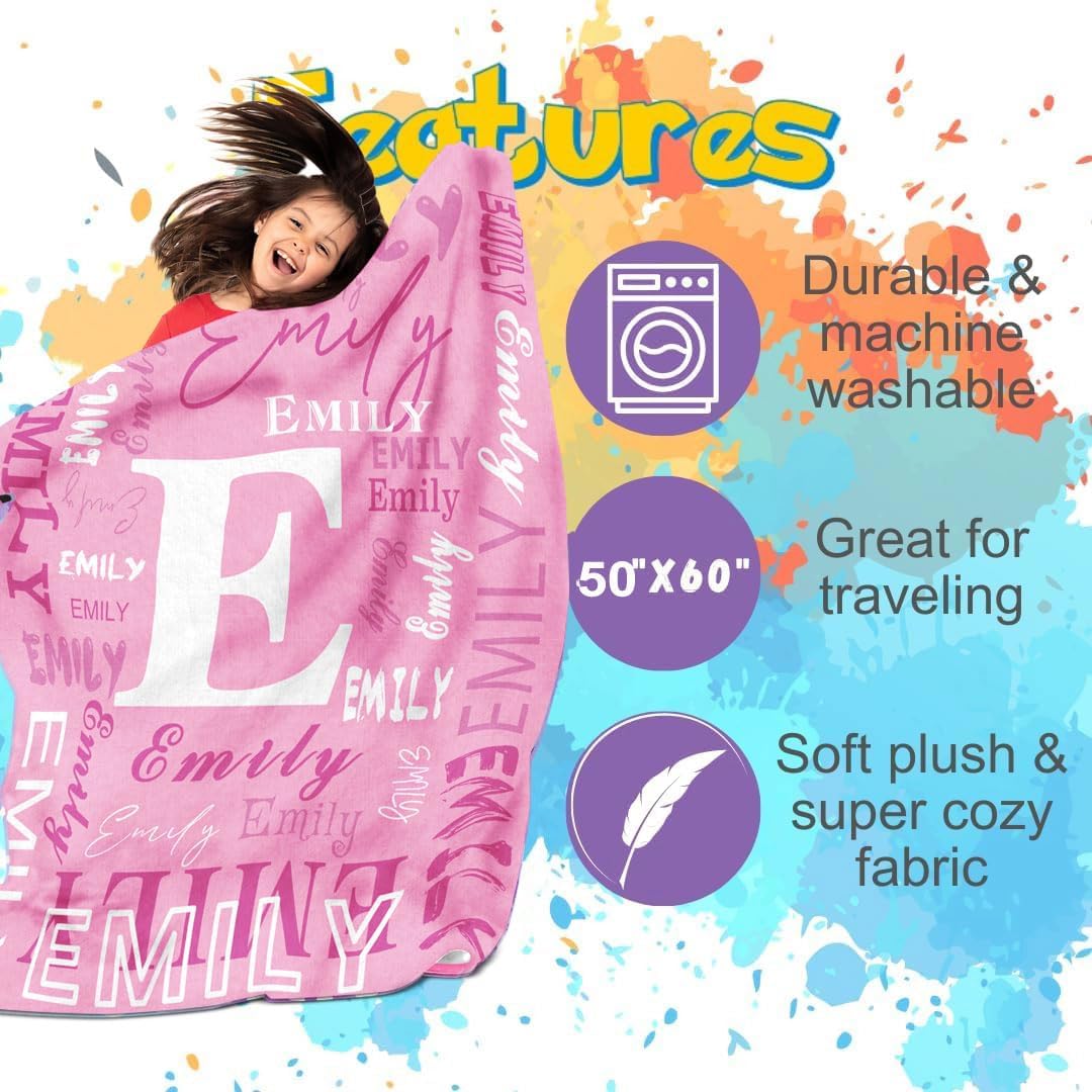 DayOfShe Personalized Blanket for Kids Birthday Gifts Custom Easter Blankets with Name Flannel Throw Blankets for Teen Boys Girls Gifts Trendy Stuff, Easter Gifts for Kids Printed in USA - Image 3