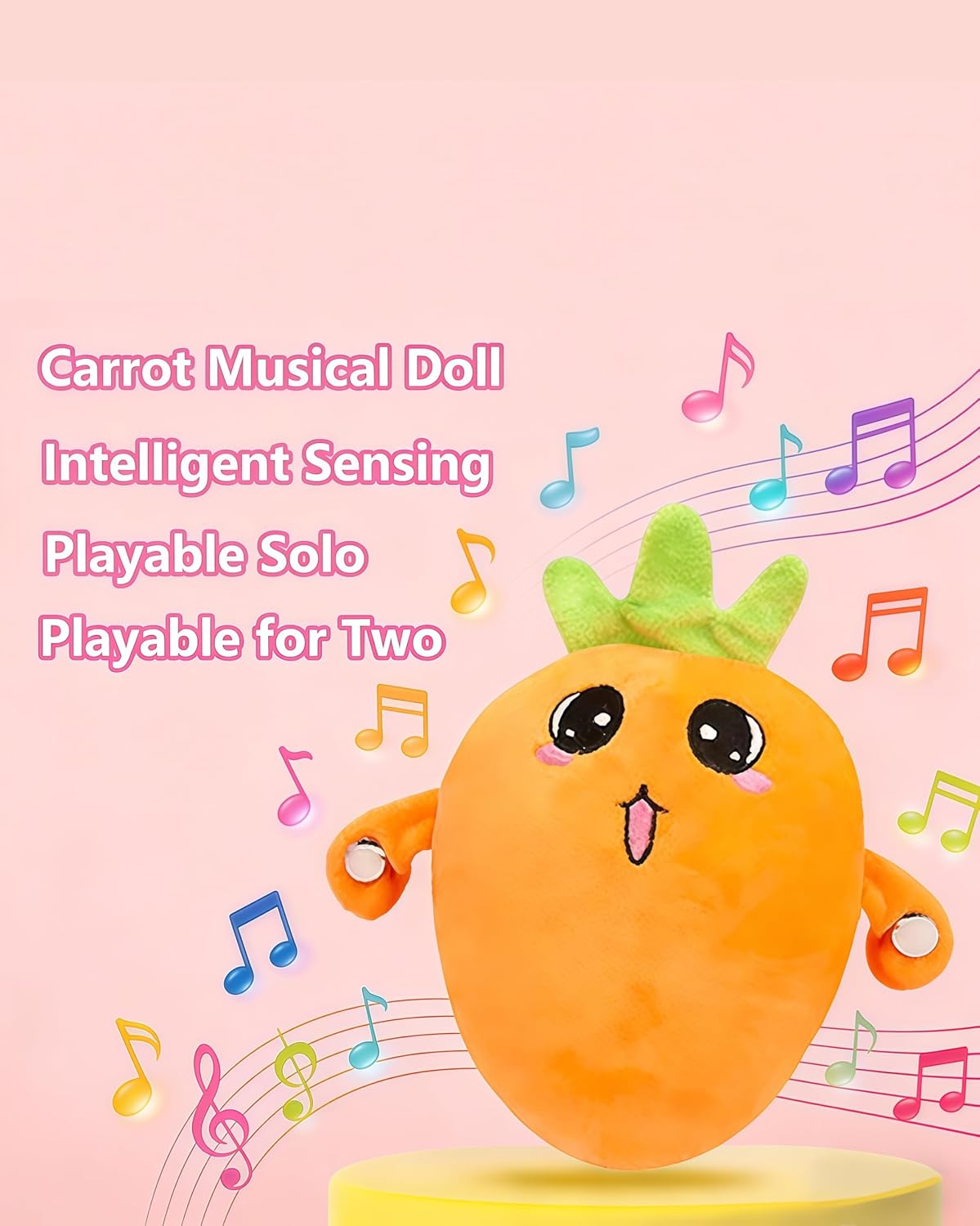 Baby Musical Sensory Toy,nteractive Musical Plush Toy with Sounds,Sensory Activity Learning Educational Kid Toy,Fun Christmas and Birthday Gifts Suitable for Multiplayer interaction (Orange Radish) - Image 5