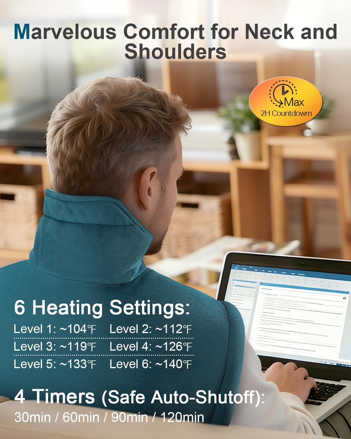 Neck Heating Pad, Upgraded PTC+NTC Even Heating, Heat Pad for Neck Shoulders Back, Versatile Electric Heated Neck Wrap for Full-Body Relax, Birthday Gifts for Women Men, Mothers Day Gifts for Mom Wife - Image 6