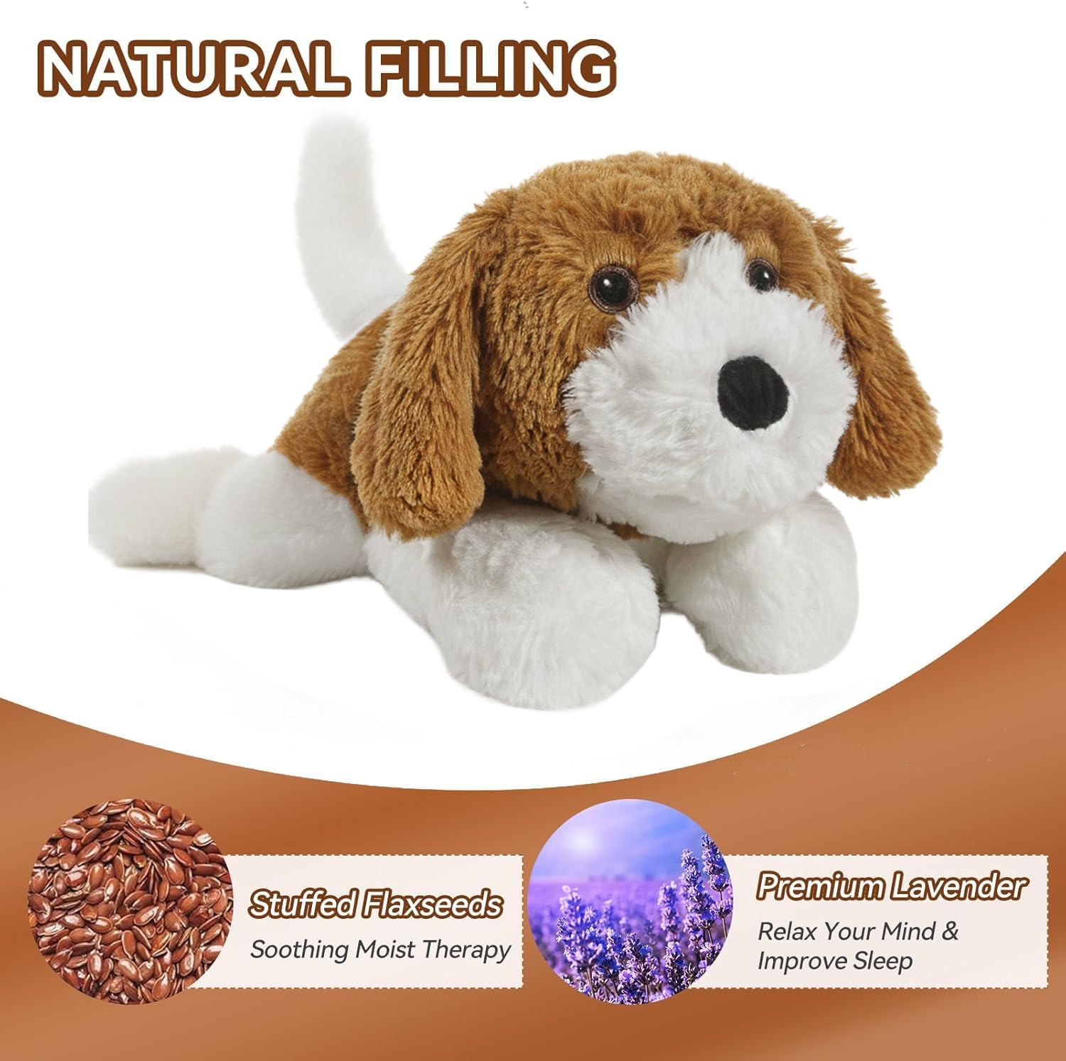 Microwavable Puppy Stuffed Animal, Microwave Heating Pads for Cramps & Anxiety Relief, Heatable Cooling Lab Plushies Buddy - Image 4