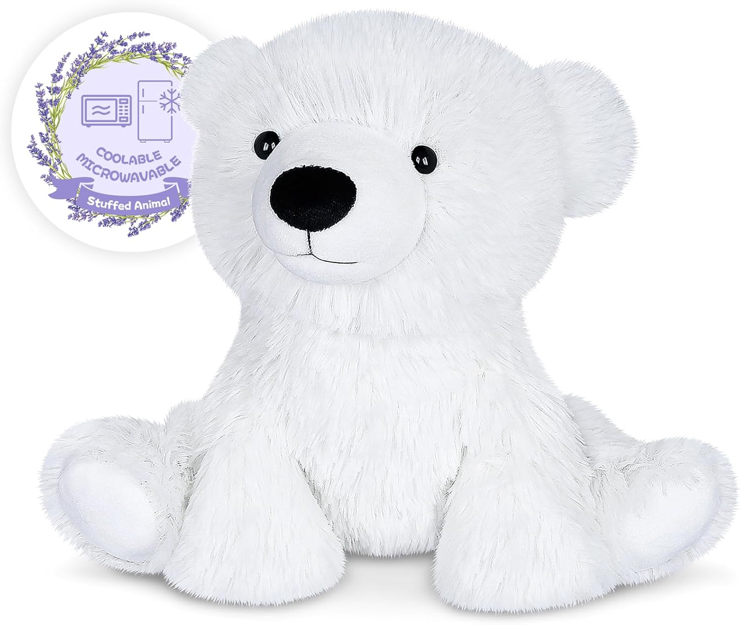 SuzziPals Warming Polar Bear Stuffed Animal, Microwavable Heating Pad for Soothing & Stress Relief, Stuffed Bears Plush Toys with Lavender Scent, Plushies White Bear Gifts Kids & Adults
