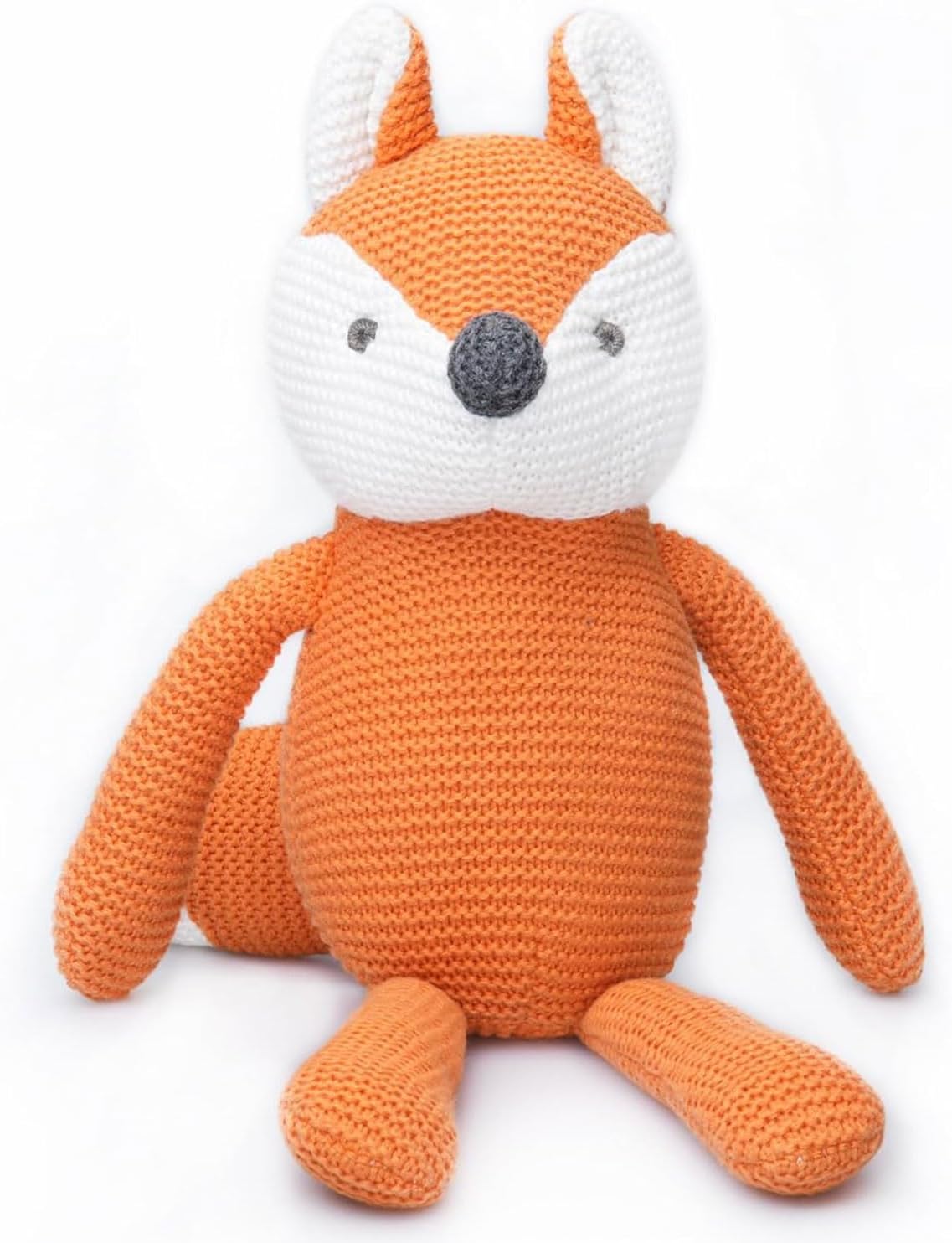FLUFFYFUN 100% Organic Cotton Orange Fox Plush Toy, 7.1" Baby Stuffed Animal for Newborn