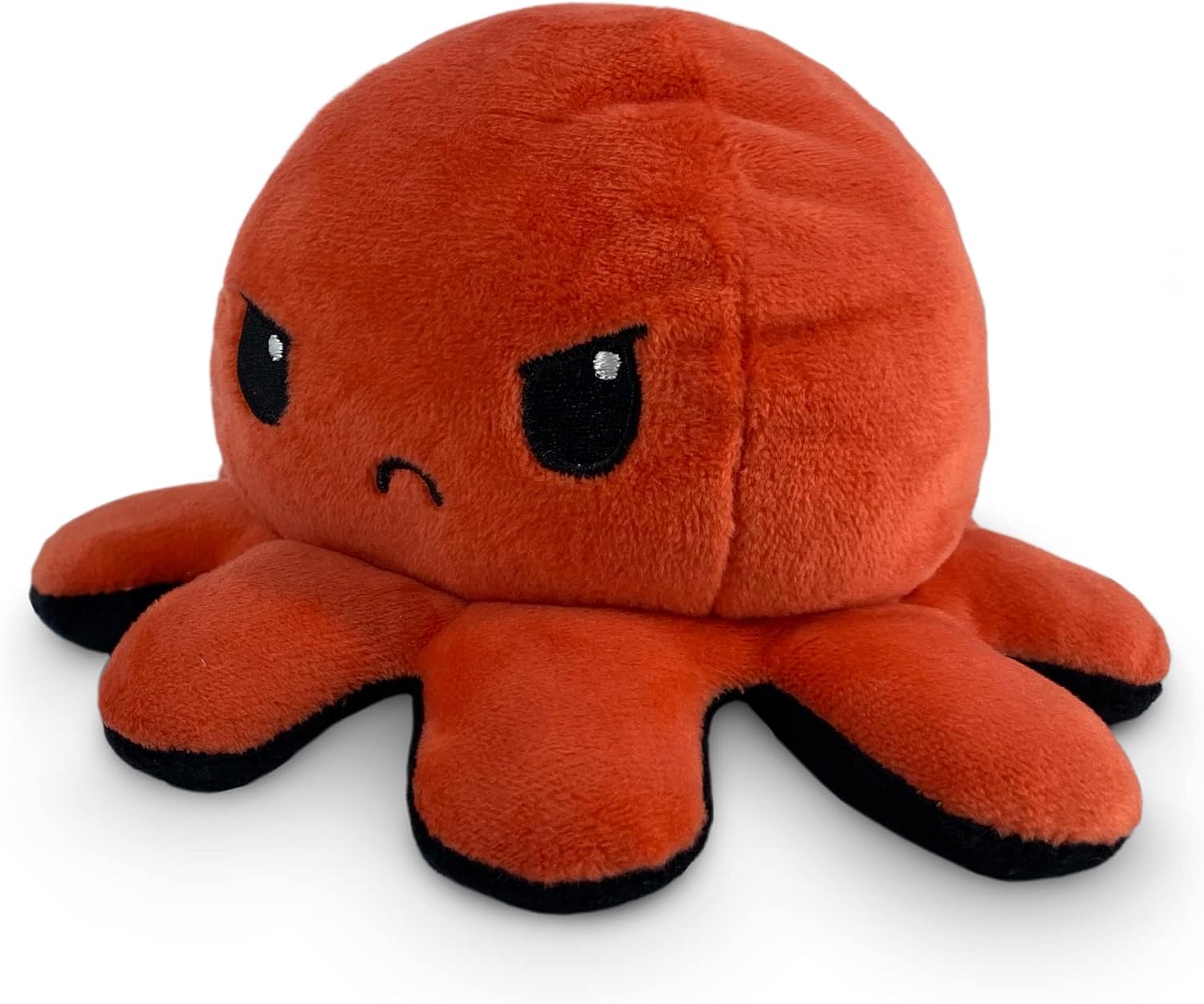 TeeTurtle Reversible Octopus Plushie - 4-Inch Angry Red + Rage Black Two-Sided Flip Plush Toy with Embroidered Details - Cute Mini Collectible Plush for Kids, Teens, and Adults - Image 2