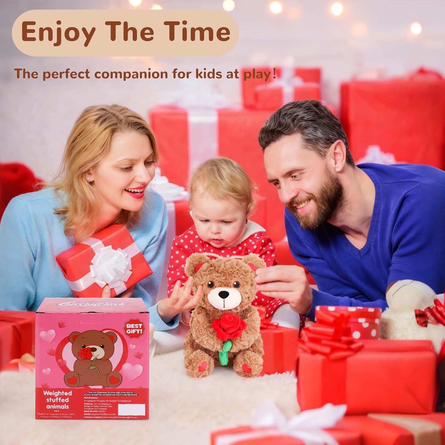 for mom -Soft Stuffed Teddy Bear, Grandma & Her, Weighted Teddy Bear Stuffed Animal with Rose(1.3 lbs), Mother's Day & Birthday & Thanksgiving - Image 6