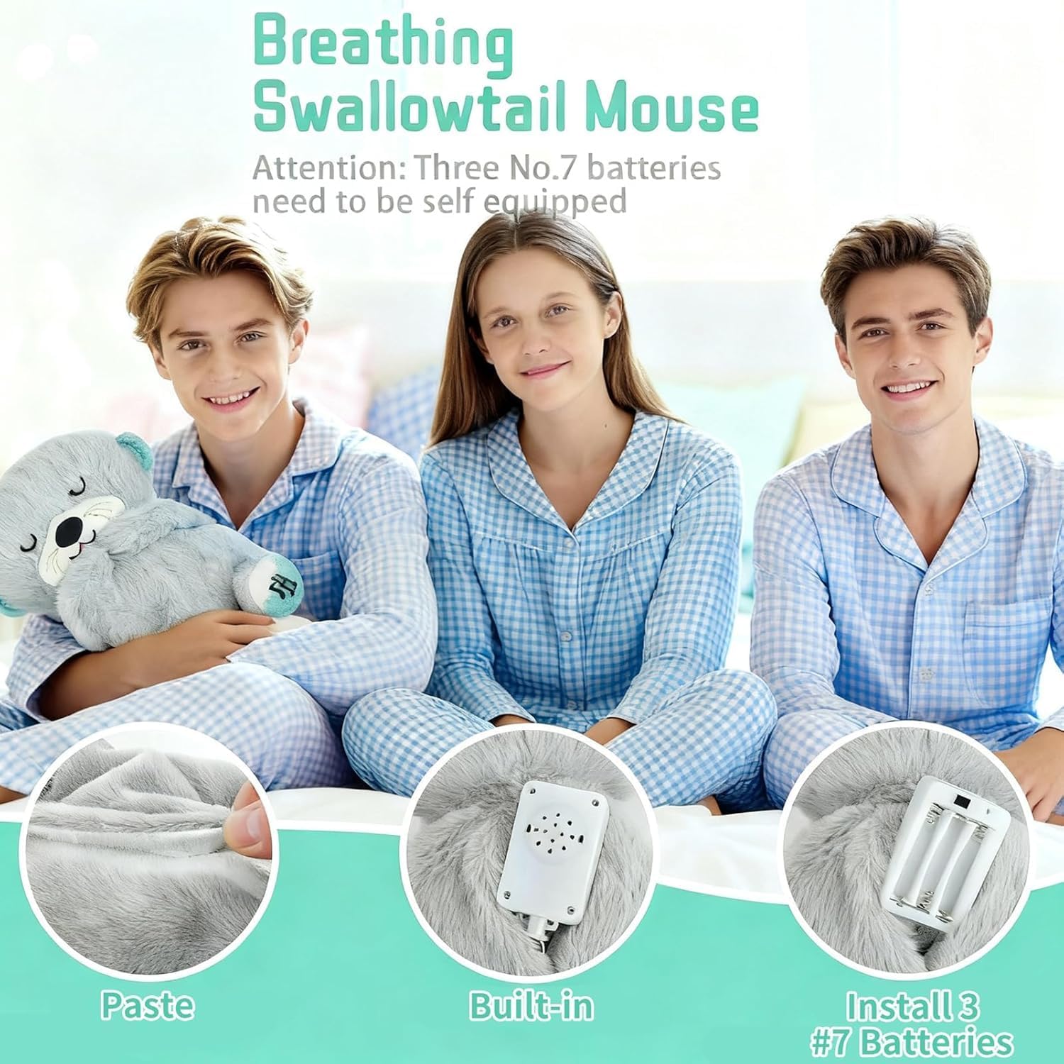 rytopt Breathing Stuffed Animal, No Breathing Movement in Its Abdomen, Simulated Breathing Sounds, 4 Gear Adjustment, Volume Control, Plush Toy with Music & Light - Image 4