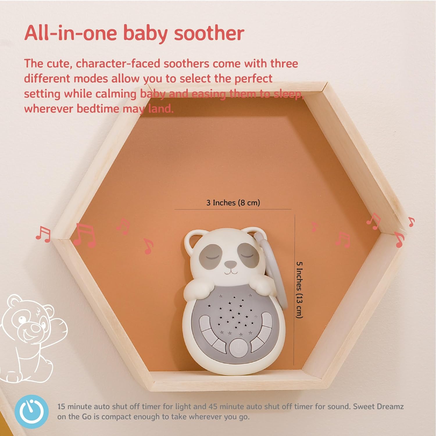 Cloud b Travel Comforting Sound Machine w/ Calming Light | 4 White Noise and 4 Lullabies | Re-Activating Smart Sensor | Sweet Dreamz On the Go™ - Panda - Image 4
